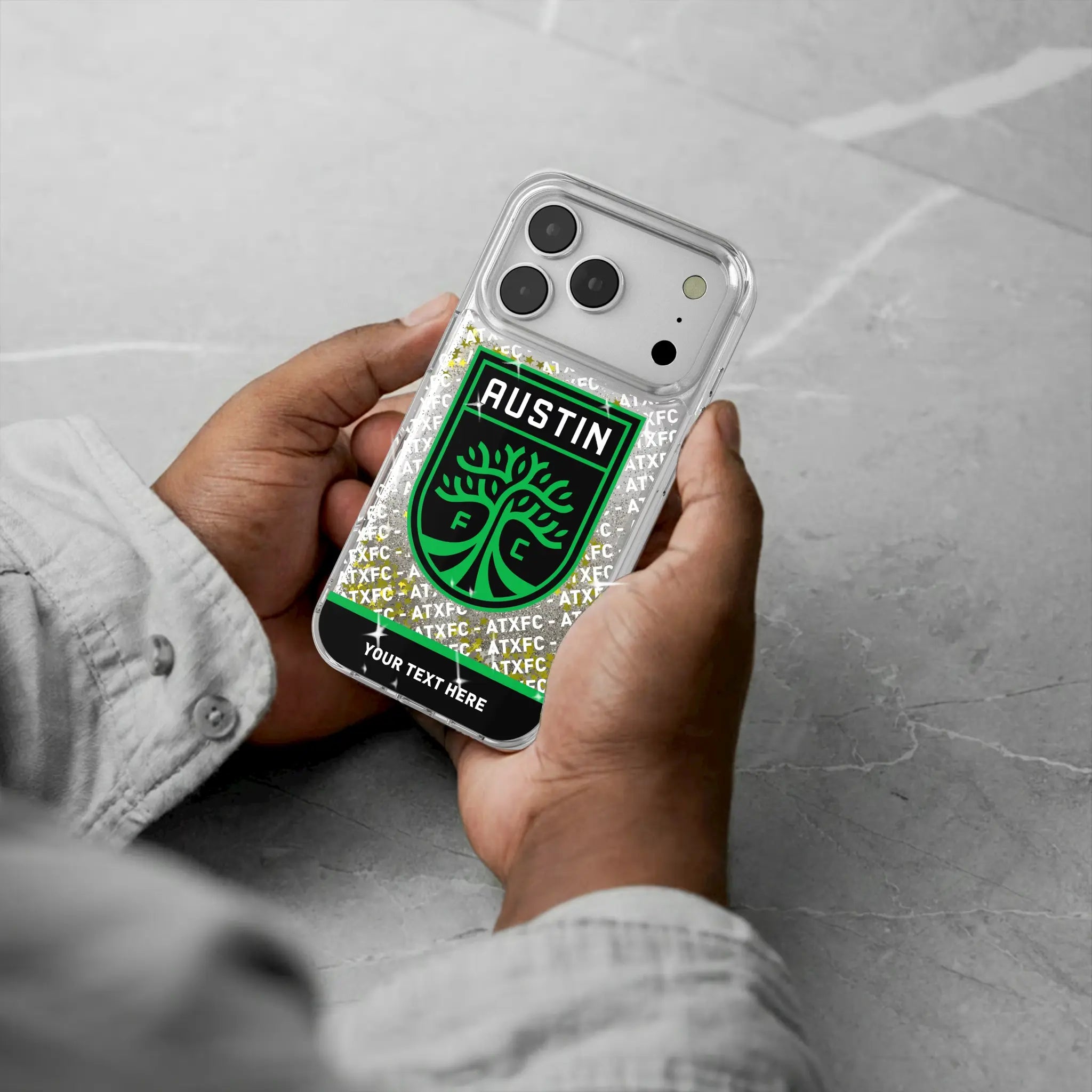 Austin FC Personalized EndZone Plus iPhone Glitter Phone Case for Apple iPhone - Lifestyle#Device_iPhone 17 Pro