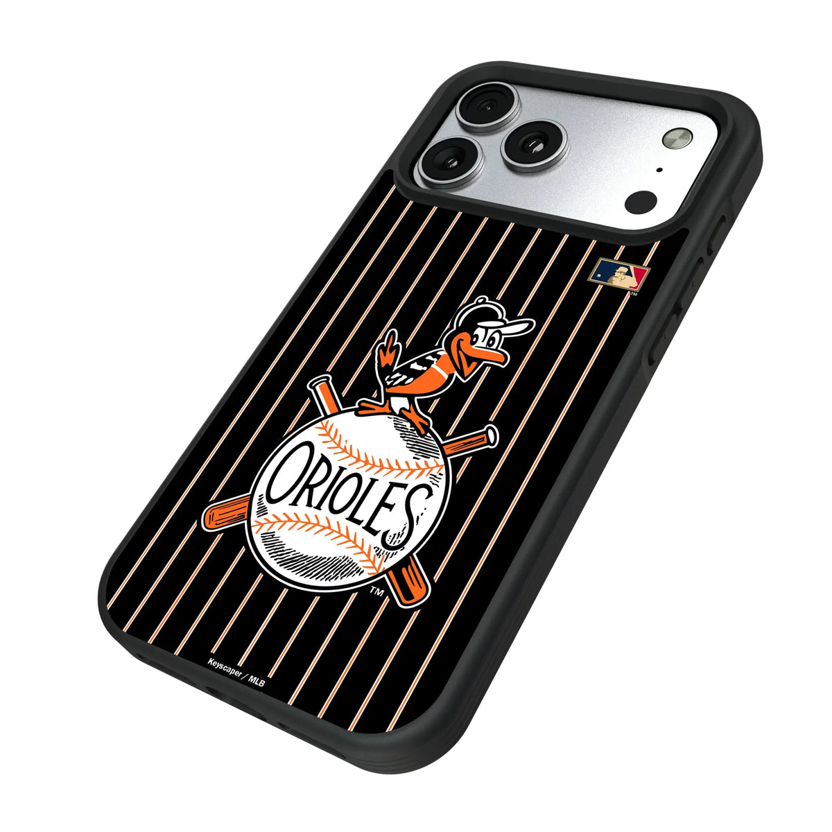 Baltimore Orioles 1954-1963 - Cooperstown Collection Pinstripe iPhone Bump Phone Case for Apple iPhone - Isometric View#Device_iPhone 17 Pro Max