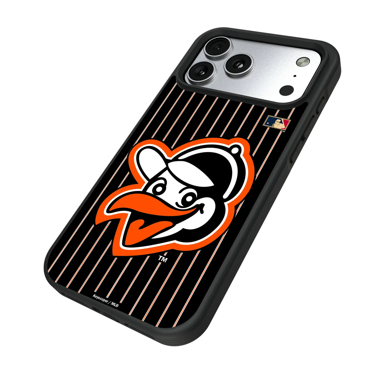 Baltimore Orioles 1955 - Cooperstown Collection Pinstripe iPhone Bump Phone Case for Apple iPhone - Isometric View#Device_iPhone 17 Pro Max