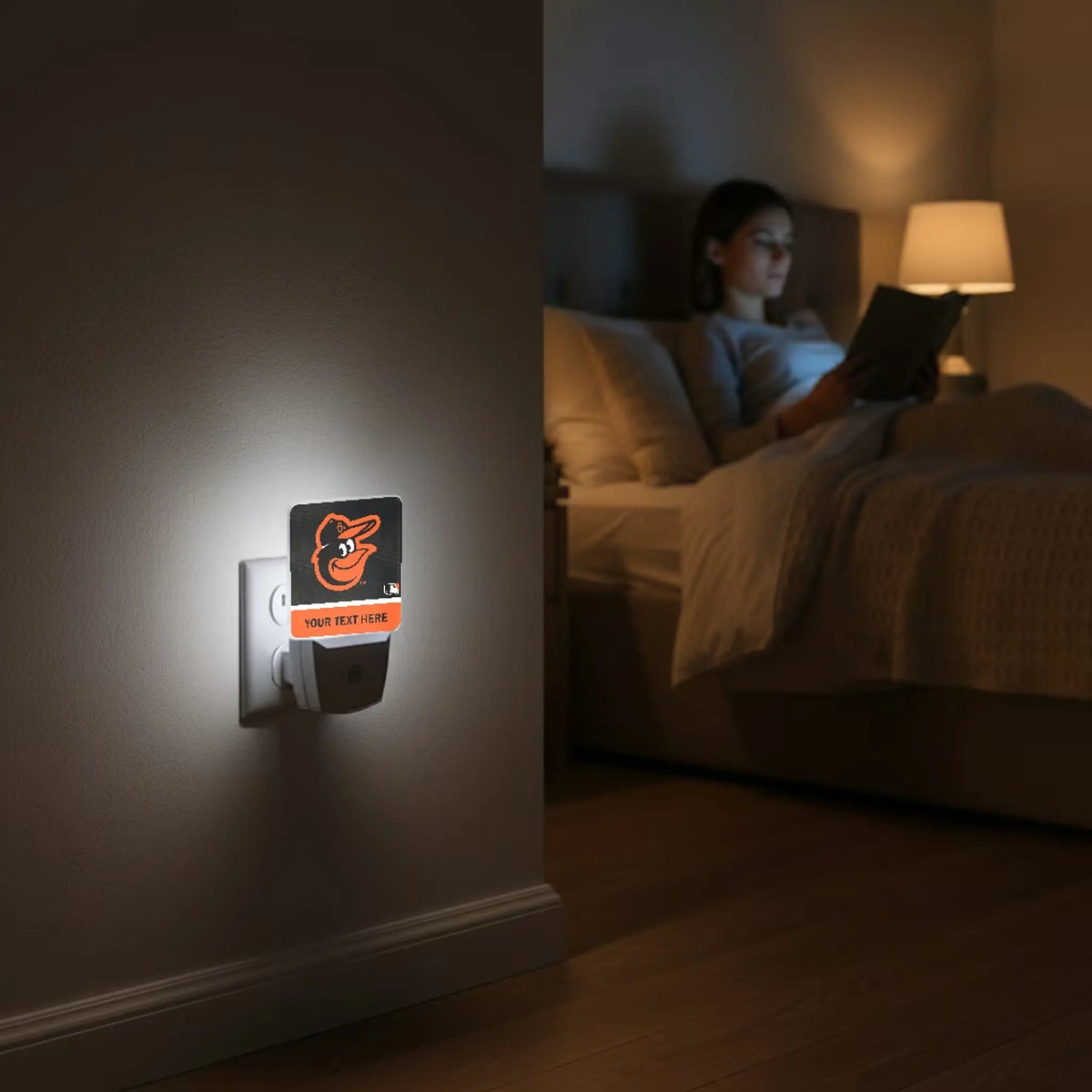 Baltimore Orioles Personalized Endzone Solid Night Light 2-Pack - Lifestyle