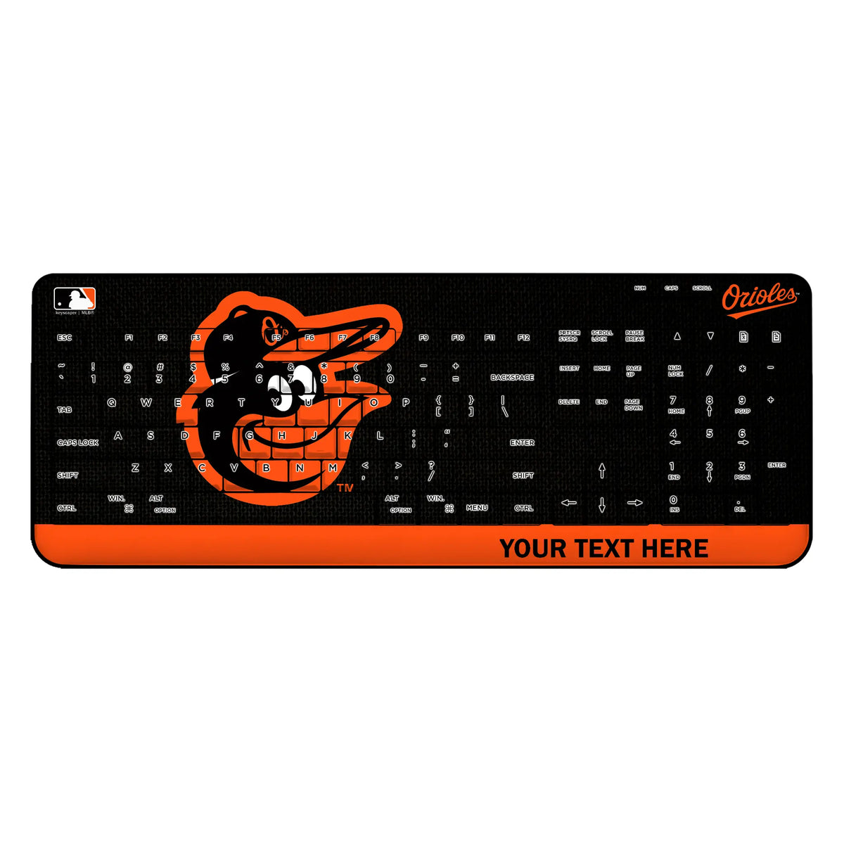 Baltimore Orioles Personalized Endzone Solid Wireless USB Keyboard