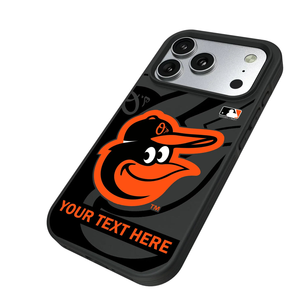 Baltimore Orioles Personalized Tilt iPhone Bump Phone Case for Apple iPhone - Isometric View#Device_iPhone 17 Pro