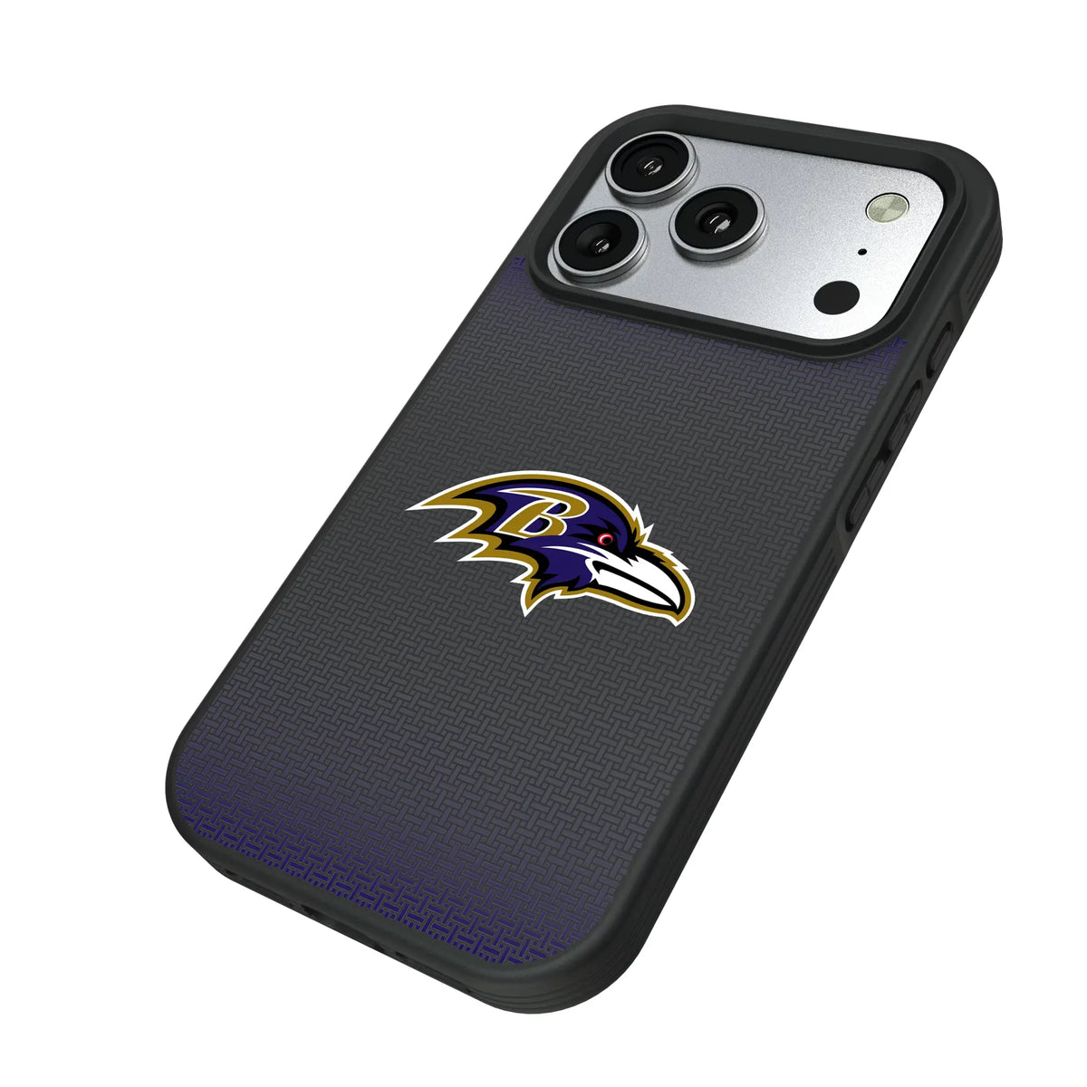 Baltimore Ravens Linen iPhone Bump Phone Case for Apple iPhone - Isometric View#Device_iPhone 17 Pro