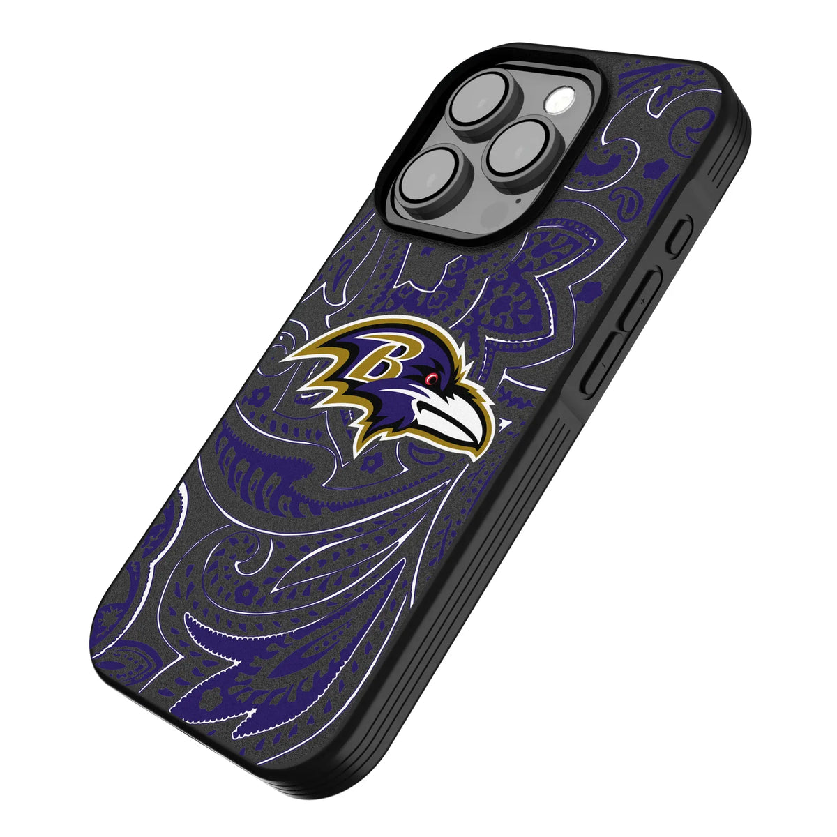 Baltimore Ravens Paisley iPhone Bump Phone Case for Apple iPhone - Isometric View