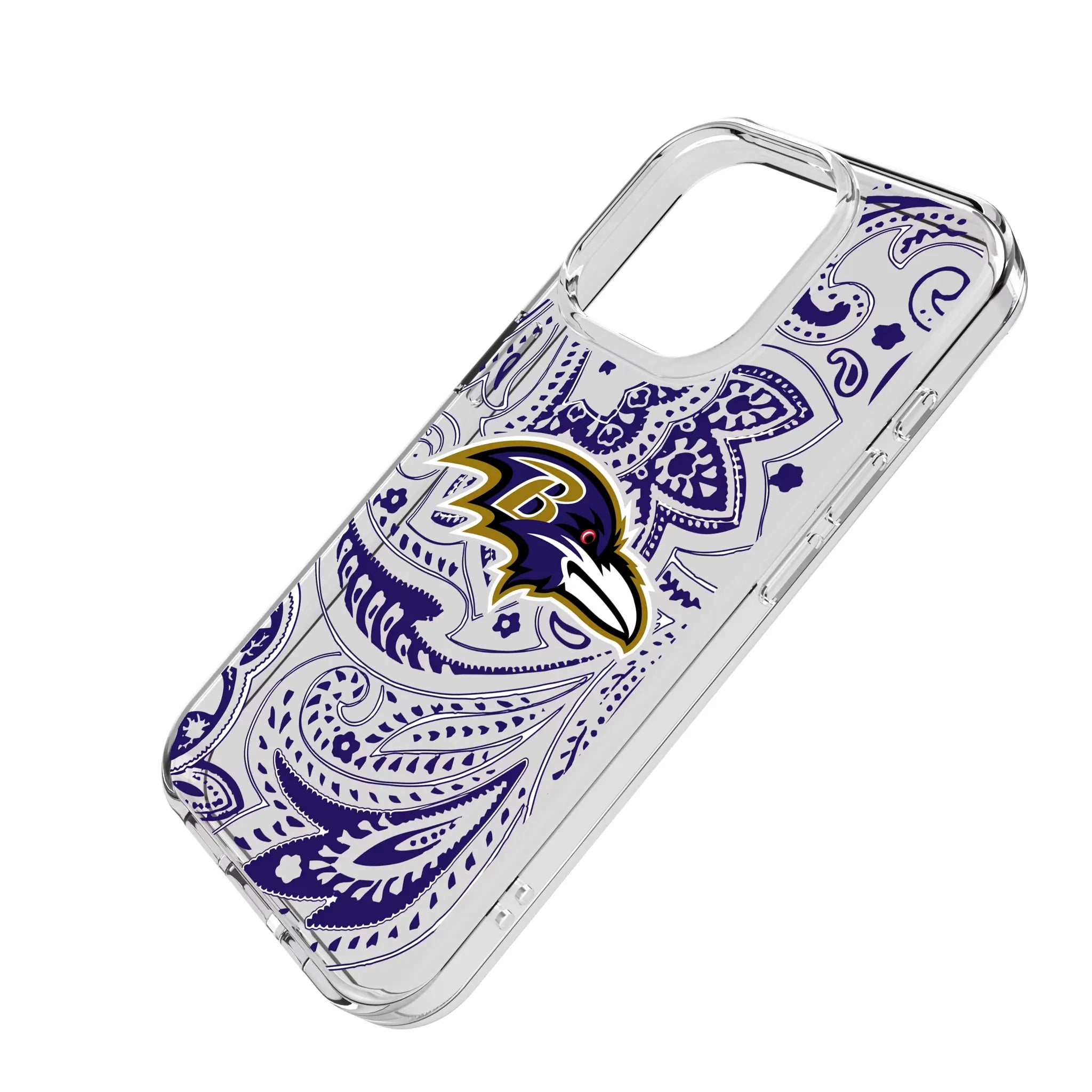 Baltimore Ravens Paisley iPhone Clear Phone Case for Apple iPhone - Isometric View