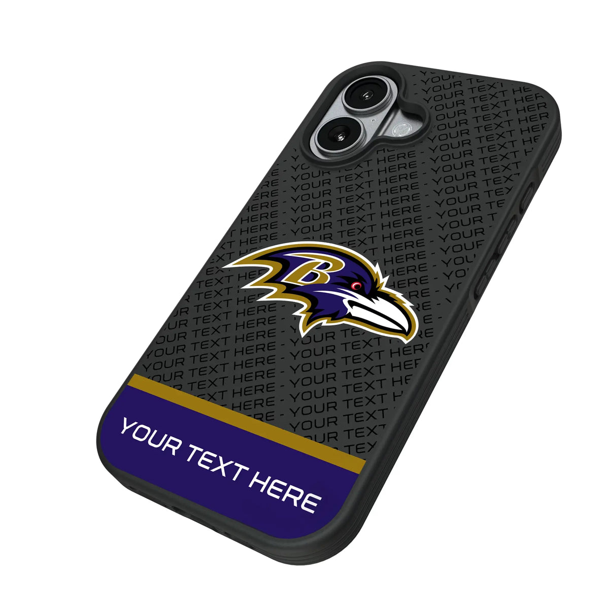 Baltimore Ravens Personalized EndZone Plus iPhone Bump Phone Case for Apple iPhone - Isometric View#Device_iPhone 17