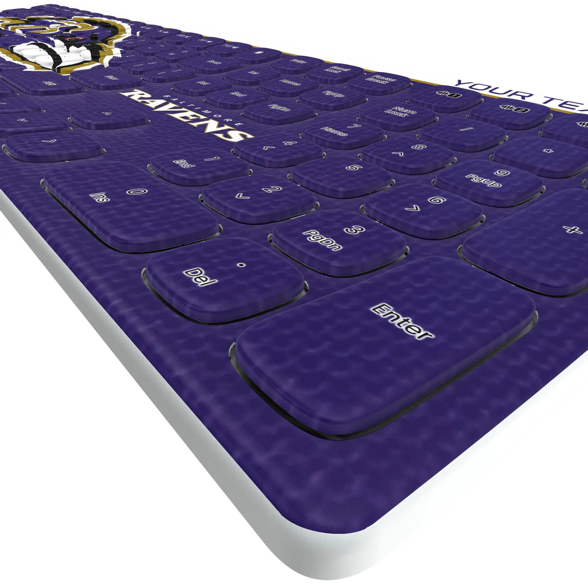 Baltimore Ravens Personalized Endzone Solid KKB605 Curved Wireless Keyboard - Detail