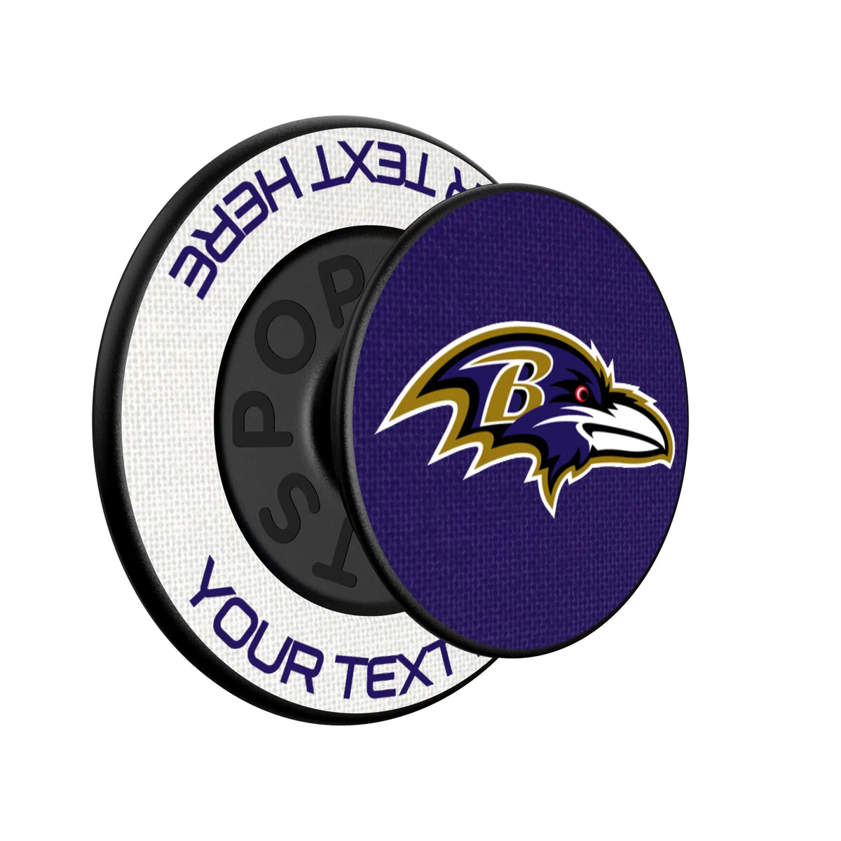 Baltimore Ravens Personalized Endzone Solid Popsockets Round Magnetic - Isometric View