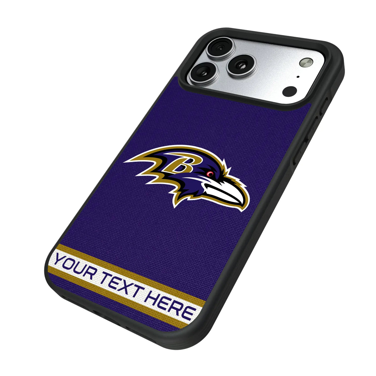 Baltimore Ravens Personalized Stripe iPhone Bump Phone Case for Apple iPhone - Isometric View#Device_iPhone 17 Pro Max