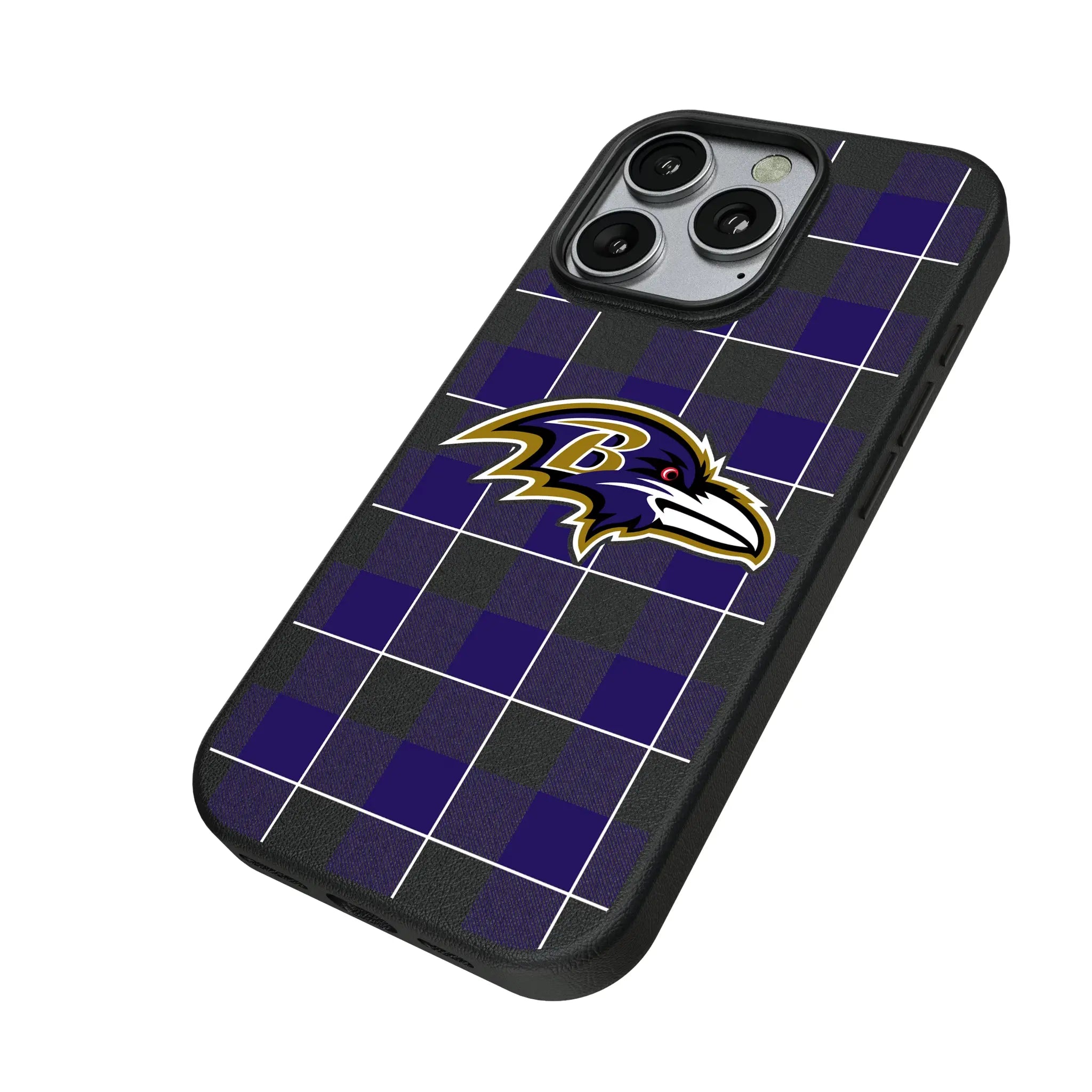 Baltimore Ravens Plaid iPhone MagSafe Compatible Phone Case for Apple iPhone - Isometric View