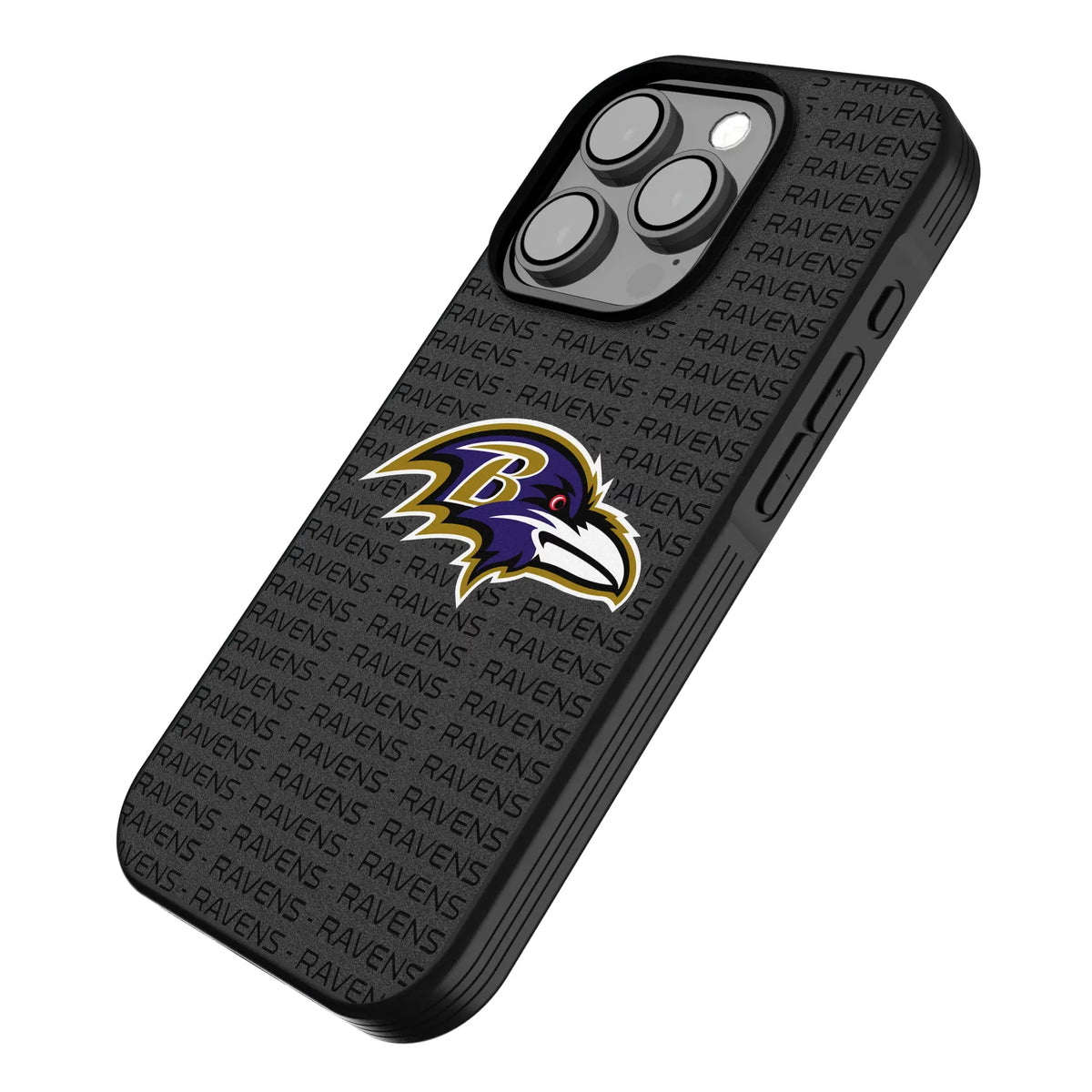 Baltimore Ravens Text Backdrop iPhone Bump Phone Case for Apple iPhone - Isometric View