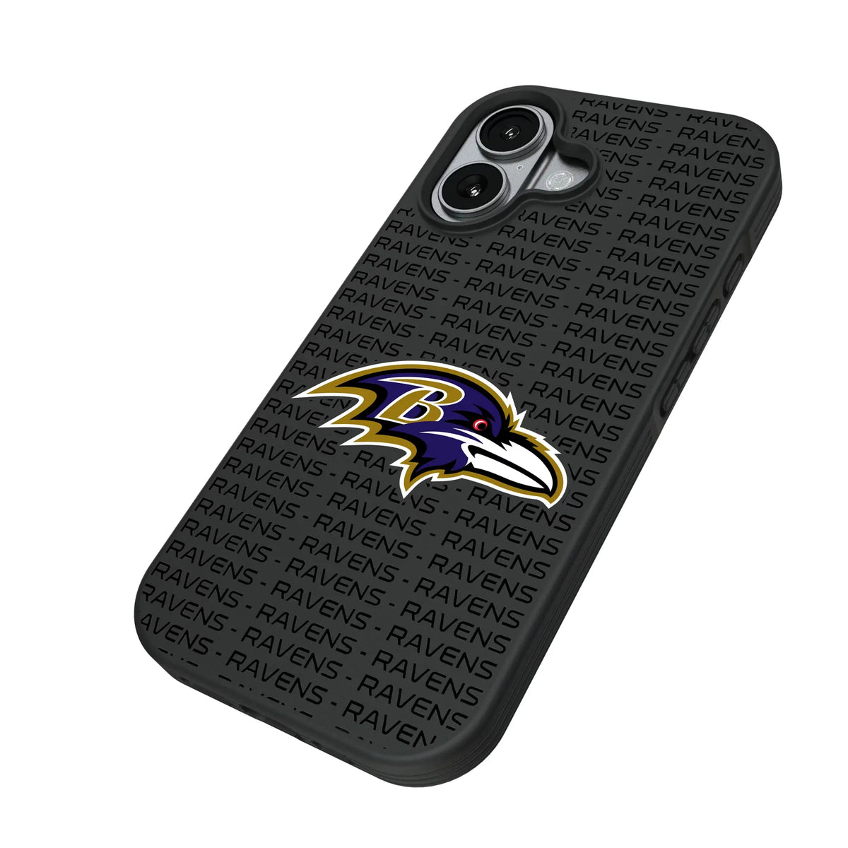 Baltimore Ravens Text Backdrop iPhone Bump Phone Case for Apple iPhone - Isometric View#Device_iPhone 17
