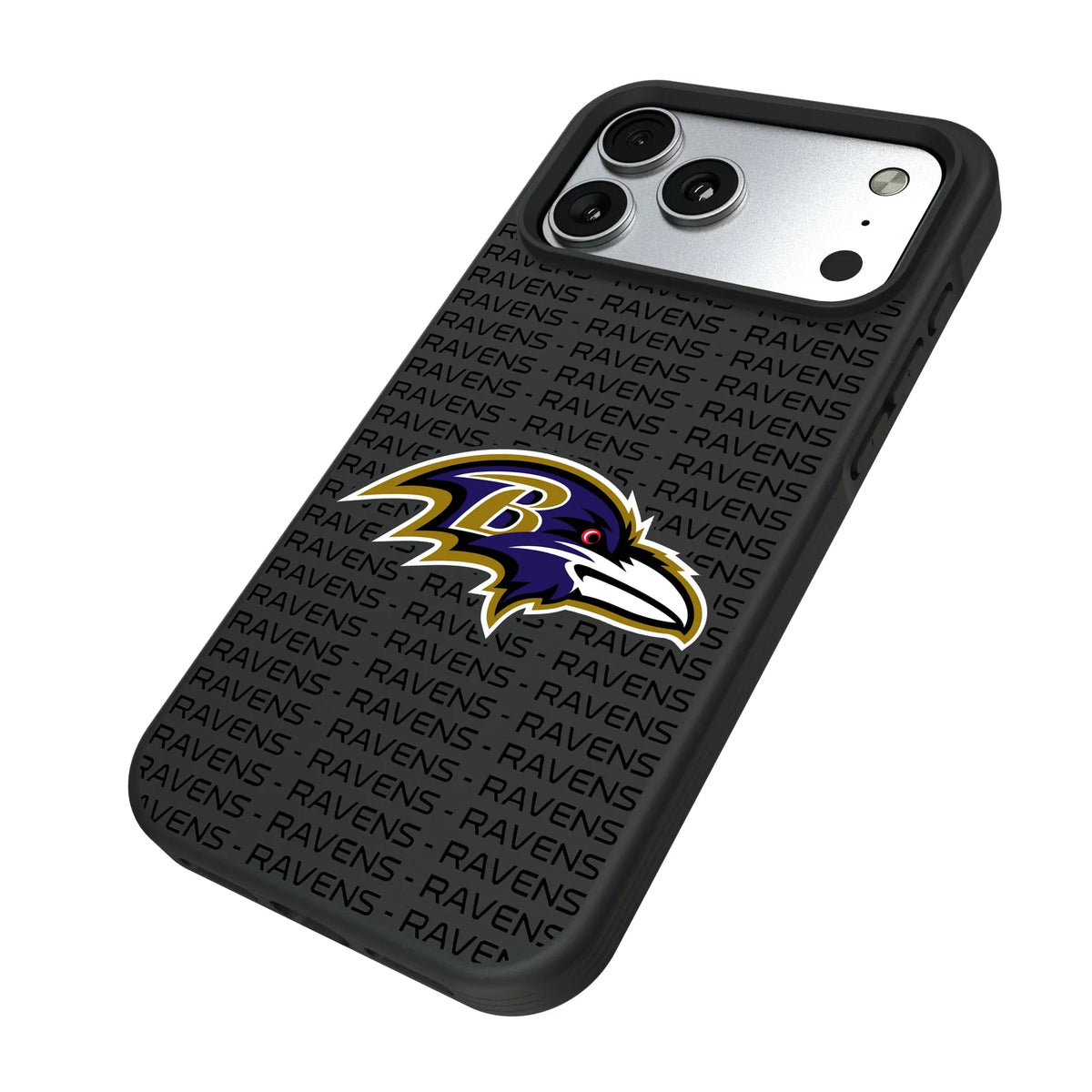 Baltimore Ravens Text Backdrop iPhone Bump Phone Case for Apple iPhone - Isometric View#Device_iPhone 17 Pro Max