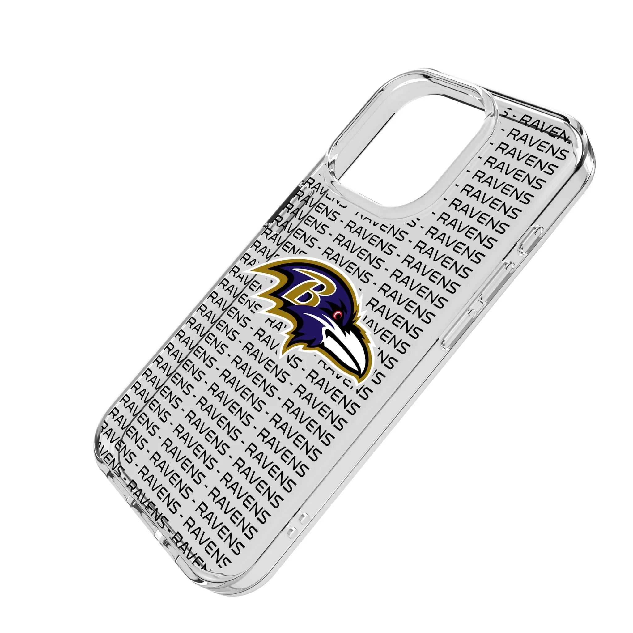 Baltimore Ravens Text Backdrop iPhone Clear Phone Case for Apple iPhone - Isometric View