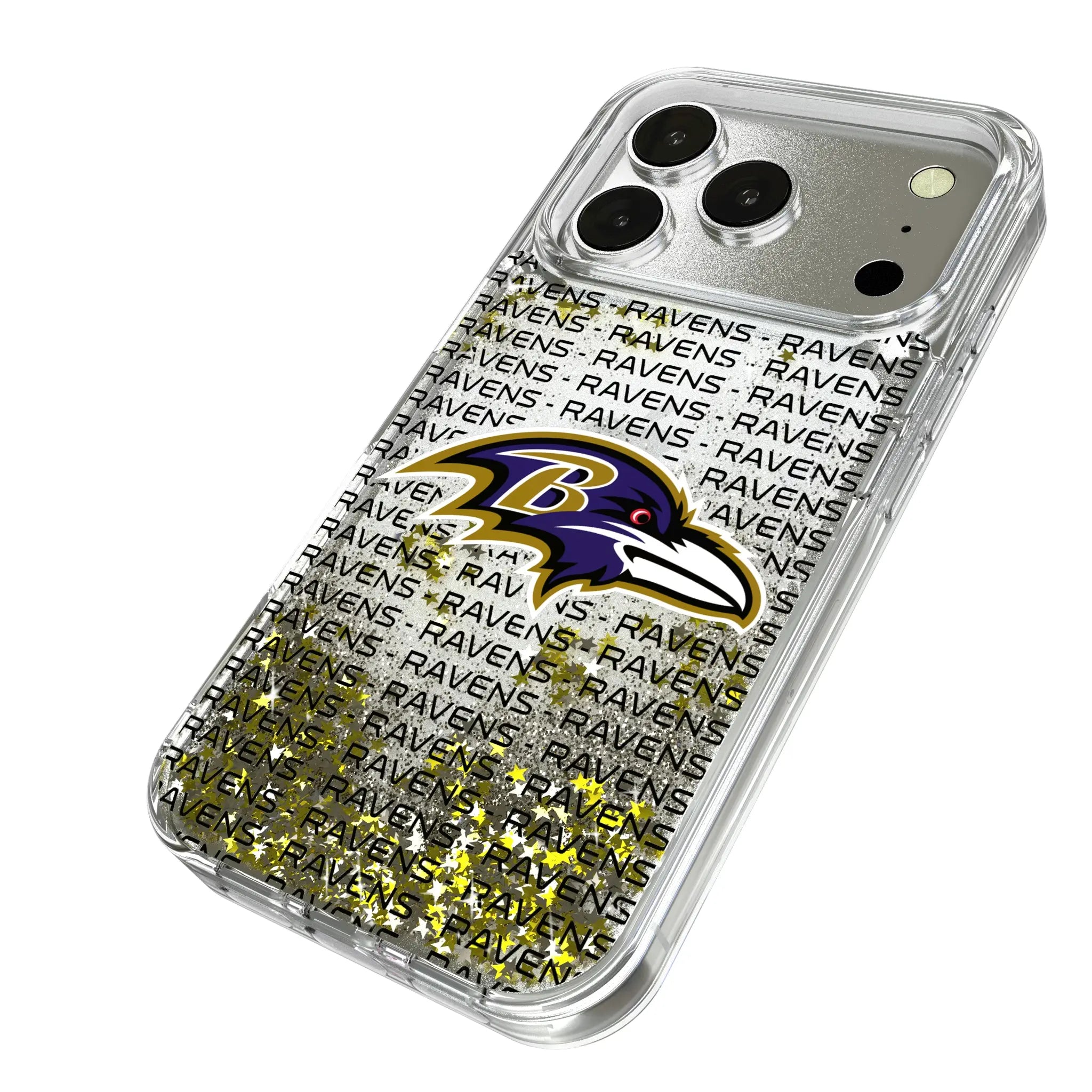 Baltimore Ravens Text Backdrop iPhone Glitter Phone Case for Apple iPhone - Isometric View