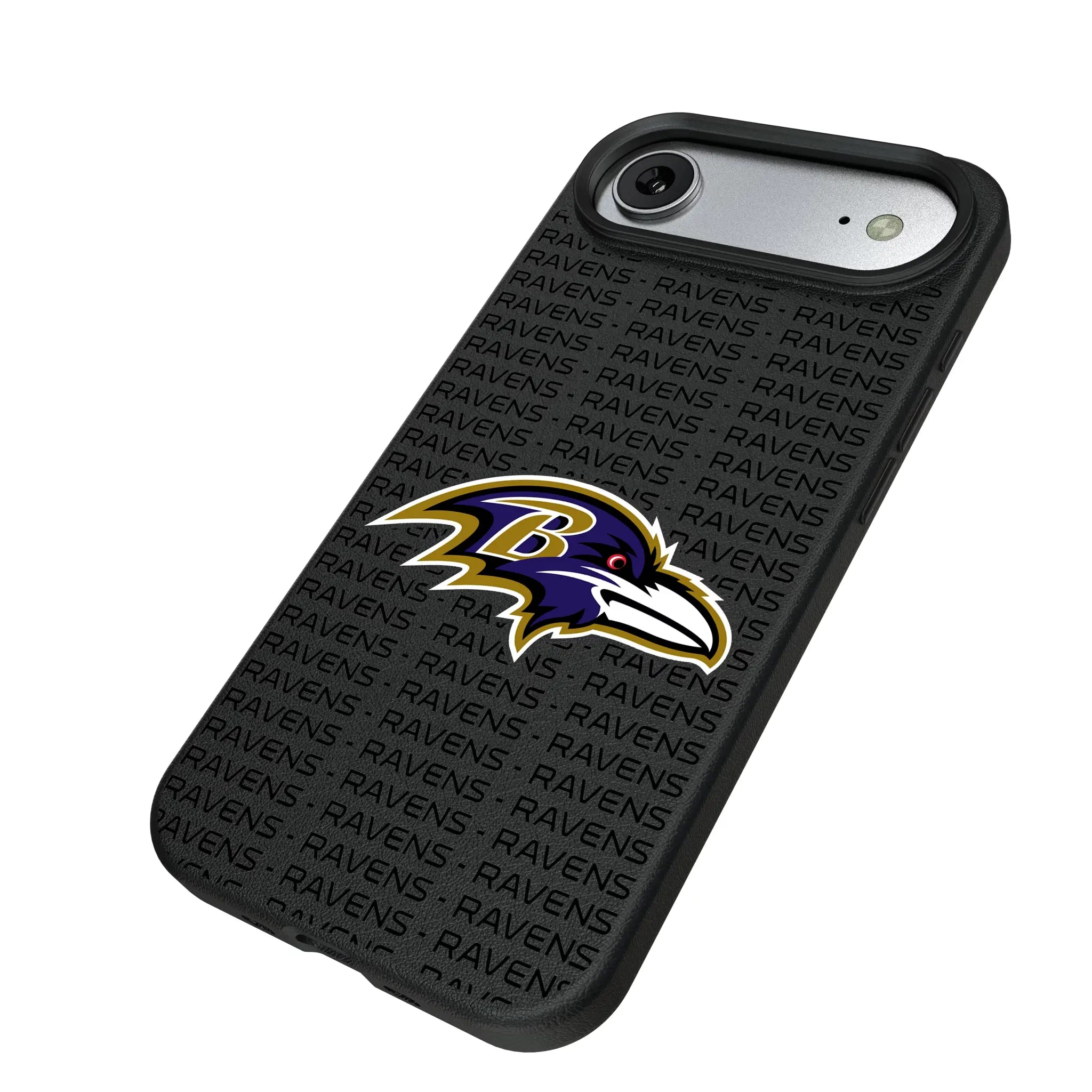 Baltimore Ravens Text Backdrop iPhone MagSafe Compatible Phone Case for Apple iPhone - Isometric View#Device_iPhone Air