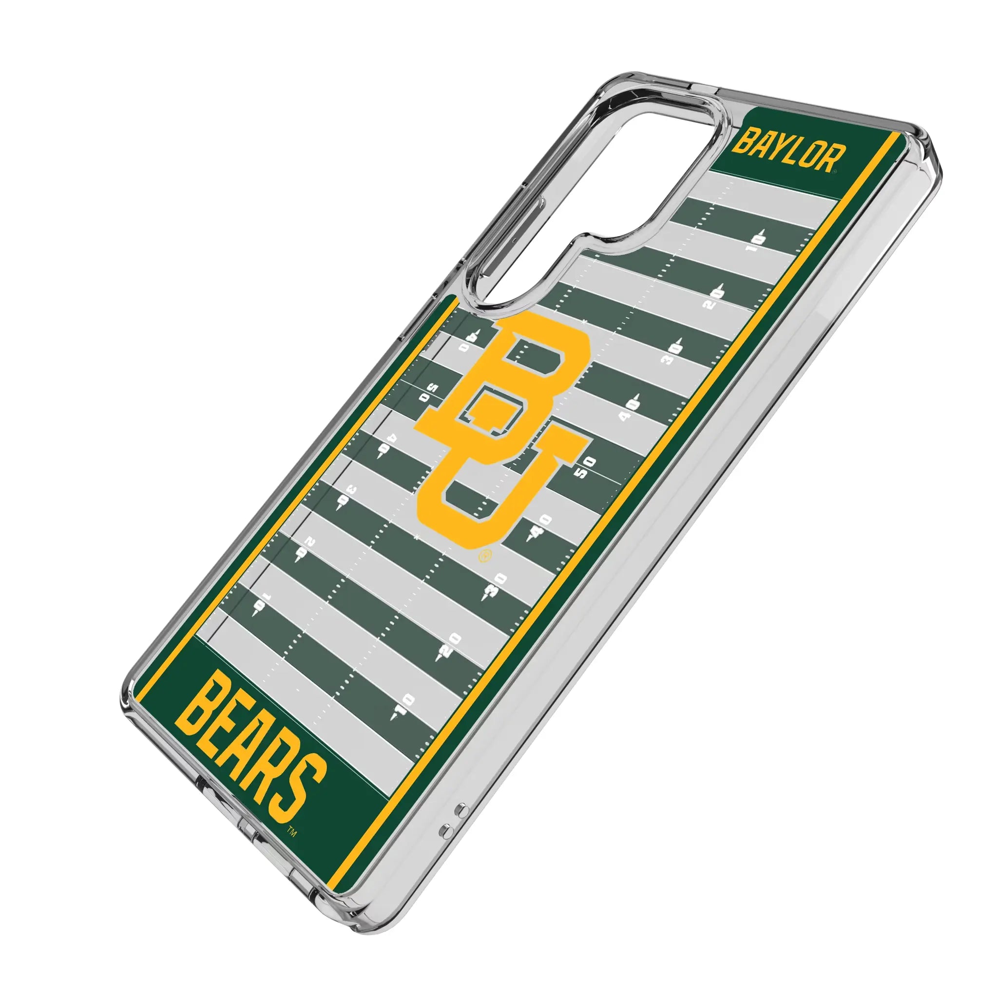 Baylor University Bears Field Galaxy Clear Phone Case for Samsung Galaxy - Isometric View#Device_Galaxy S25 Ultra
