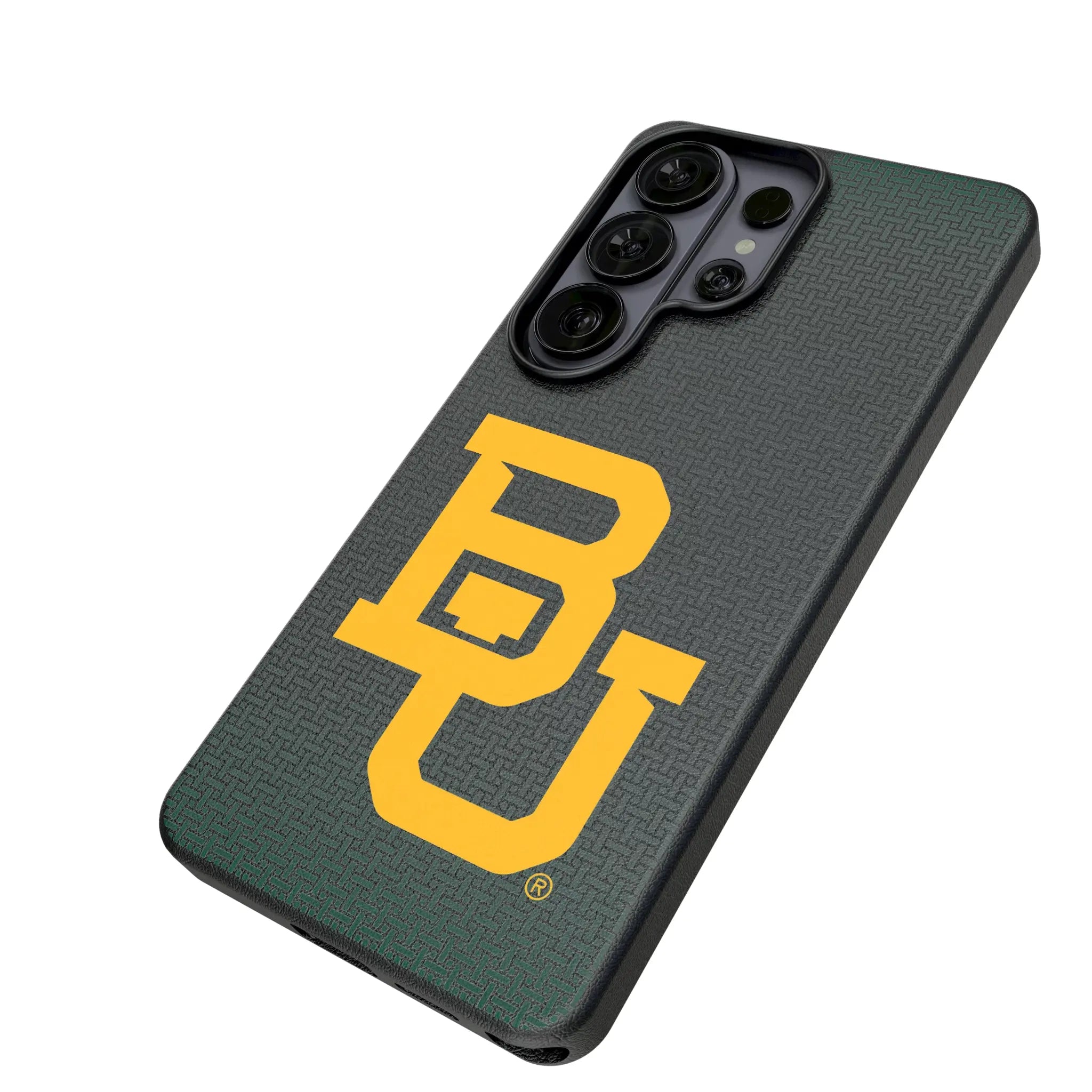 Baylor University Bears Linen Galaxy MagSafe Compatible Phone Case for Samsung Galaxy - Isometric View#Device_Galaxy S26 Ultra