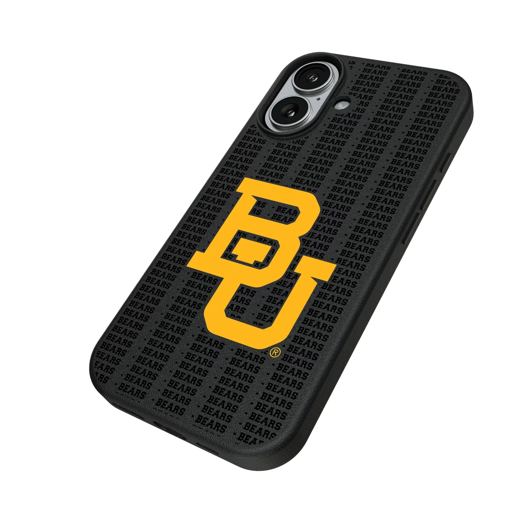 Baylor University Bears Text Backdrop iPhone MagSafe Compatible Phone Case for Apple iPhone - Isometric View#Device_iPhone 17