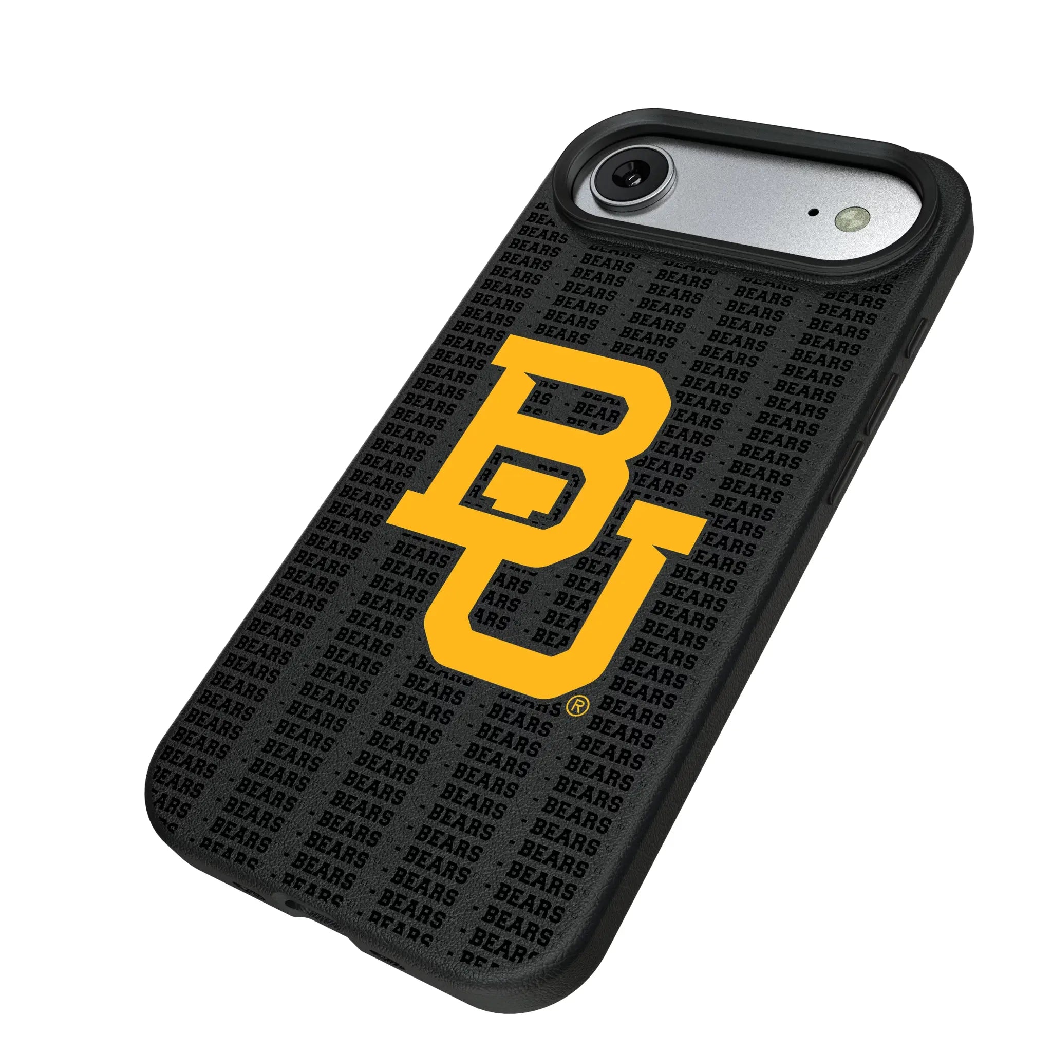 Baylor University Bears Text Backdrop iPhone MagSafe Compatible Phone Case for Apple iPhone - Isometric View#Device_iPhone Air