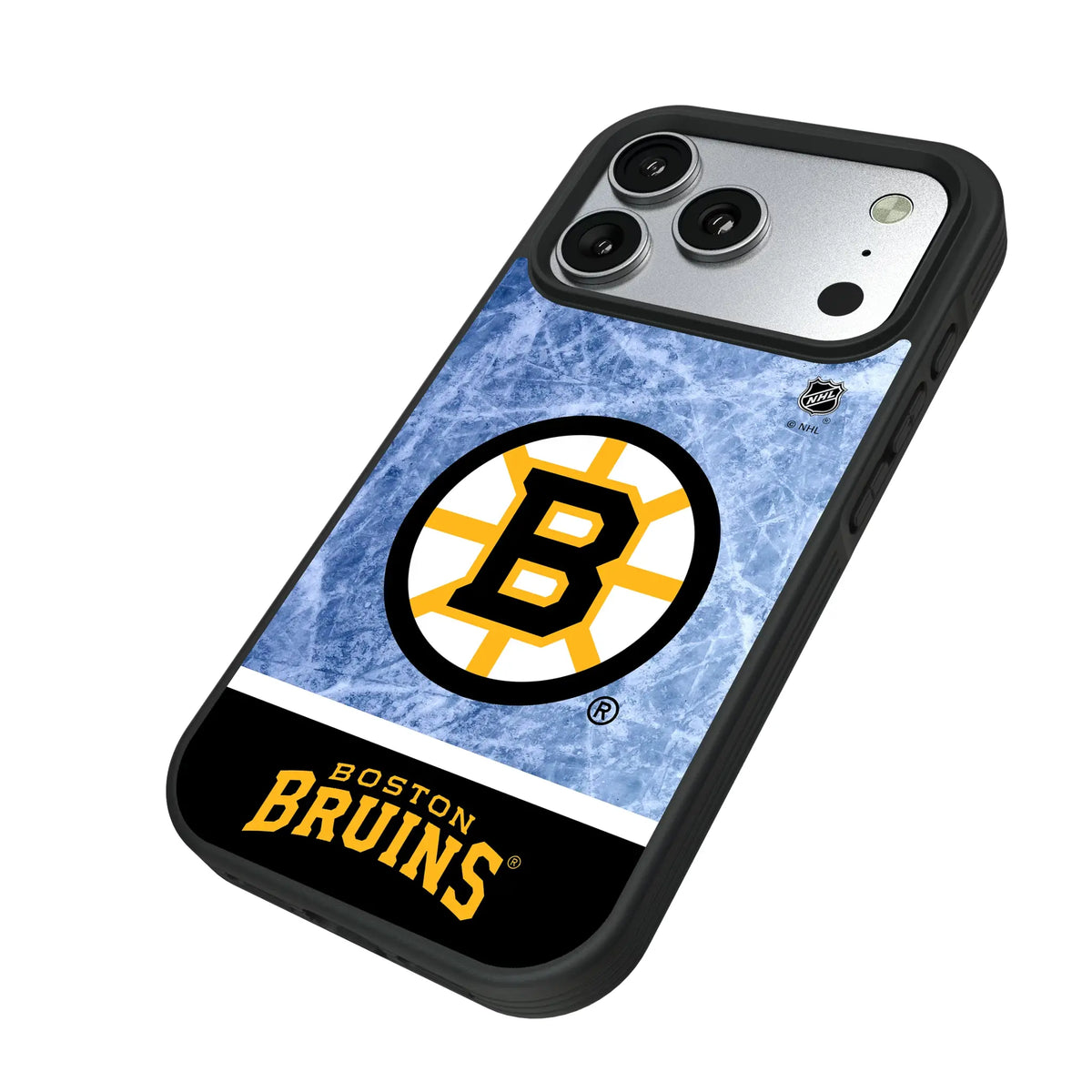 Boston Bruins Ice Wordmark iPhone Bump Phone Case for Apple iPhone - Isometric View#Device_iPhone 17 Pro