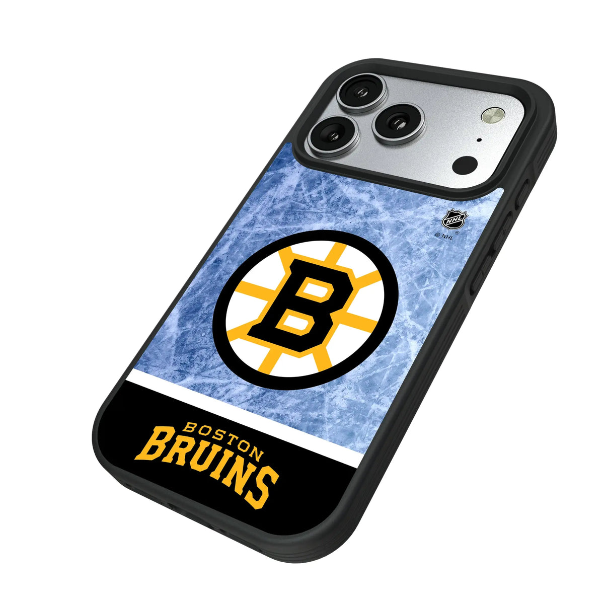 Boston Bruins Ice Wordmark iPhone Bump Phone Case for Apple iPhone - Isometric View#Device_iPhone 17 Pro