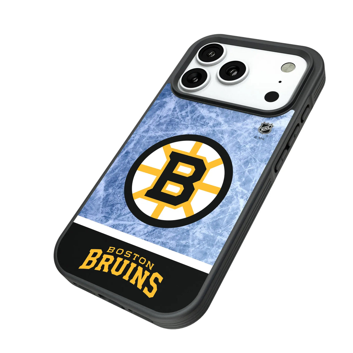 Boston Bruins Ice Wordmark iPhone Bump Phone Case for Apple iPhone - Isometric View#Device_iPhone 18 Pro