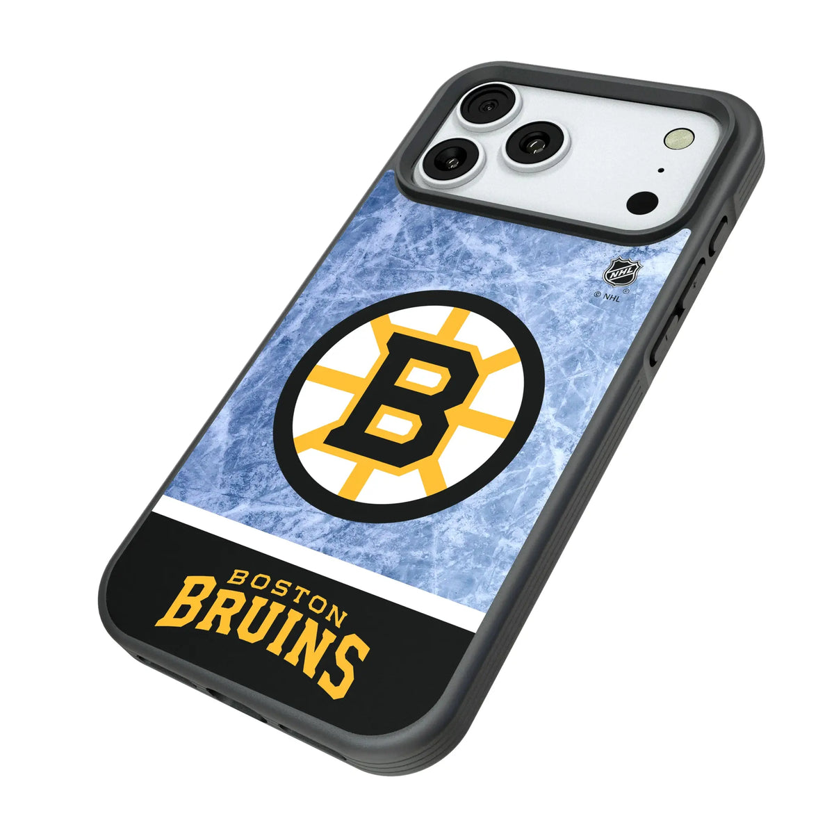 Boston Bruins Ice Wordmark iPhone Bump Phone Case for Apple iPhone - Isometric View#Device_iPhone 18 Pro Max