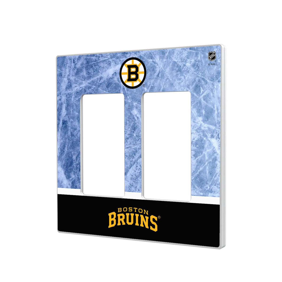 Boston Bruins Ice Wordmark Hidden-Screw Light Switch Plate#Style_Double Rocker