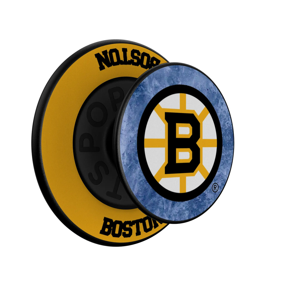 Boston Bruins Ice Wordmark Popsockets Round Magnetic - Isometric View