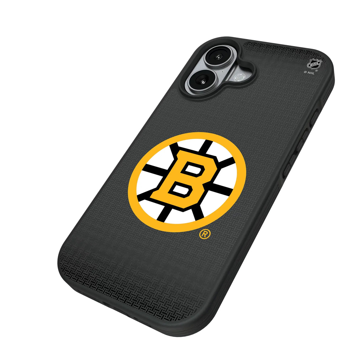 Boston Bruins Linen iPhone Bump Phone Case for Apple iPhone - Isometric View#Device_iPhone 17