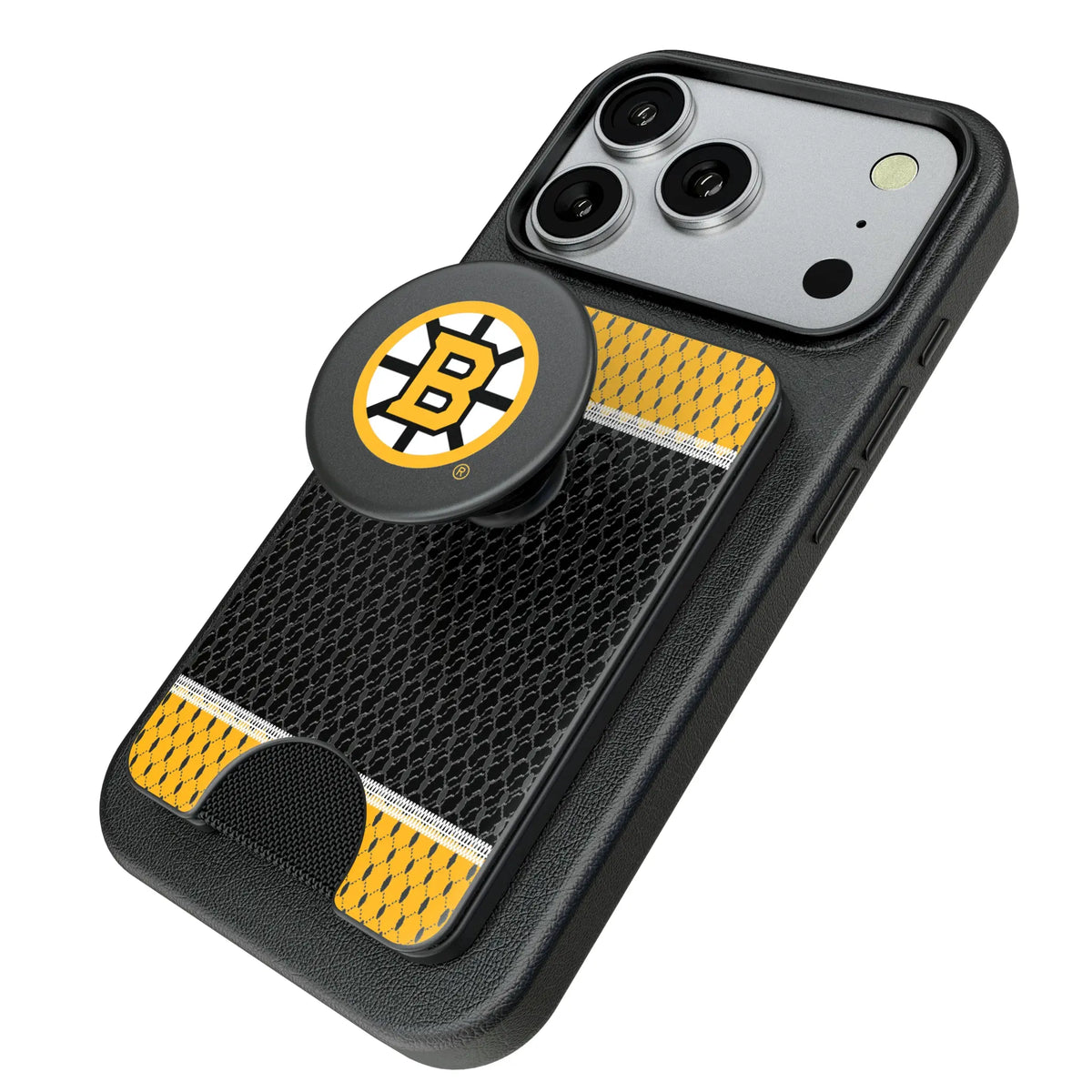 Boston Bruins Mesh Popsockets Wallet Magnetic - Isometric View