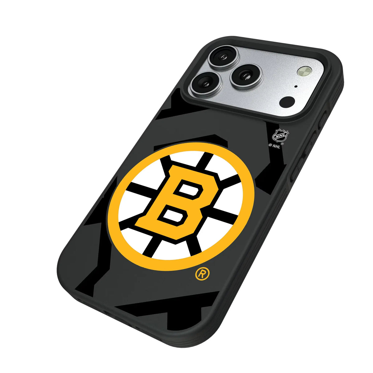 Boston Bruins Monocolor Tilt iPhone Bump Phone Case for Apple iPhone - Isometric View#Device_iPhone 17 Pro