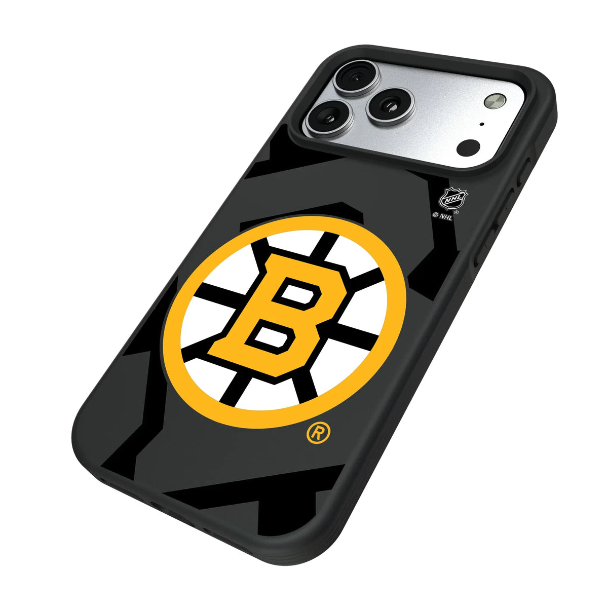 Boston Bruins Monocolor Tilt iPhone Bump Phone Case for Apple iPhone - Isometric View#Device_iPhone 17 Pro Max