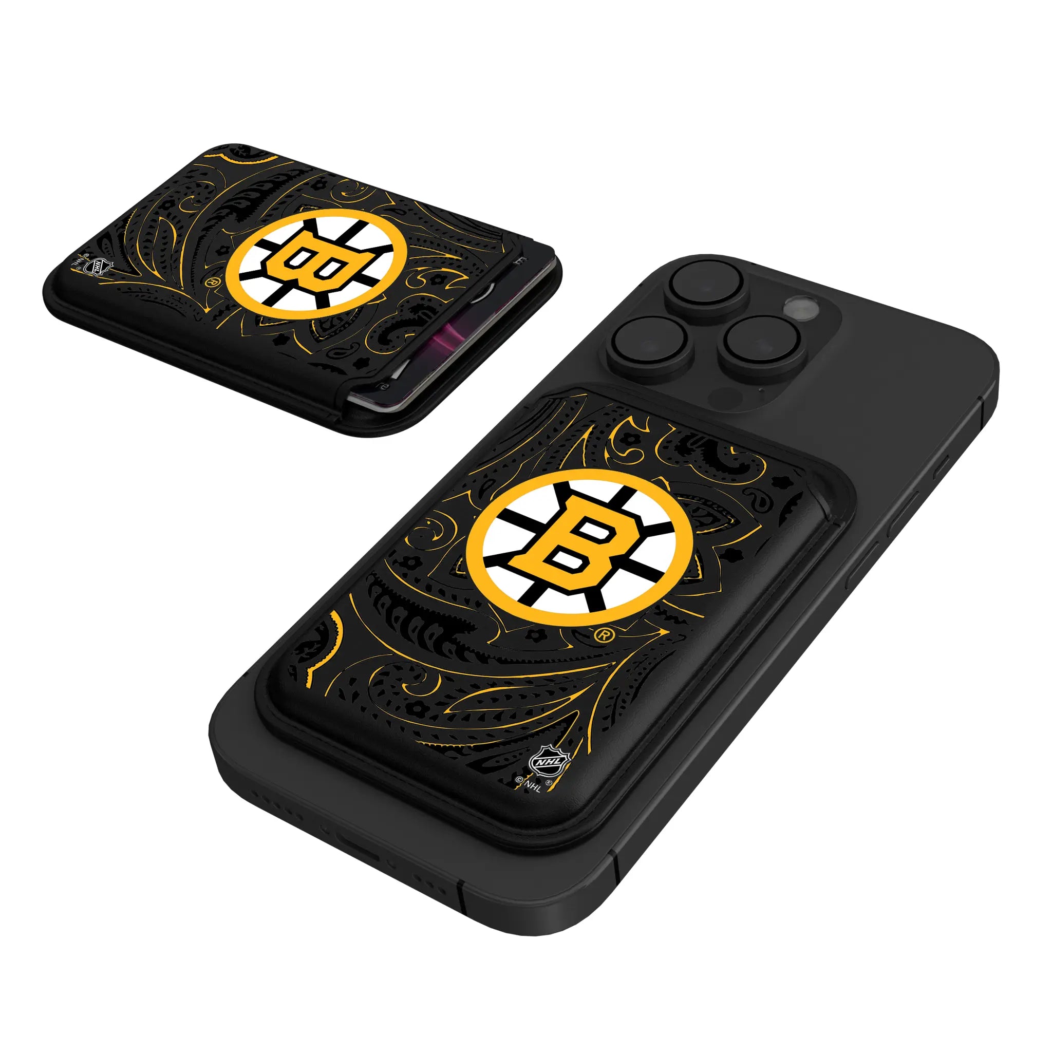 Boston Bruins Paisley Black Magnetic Credit Card Wallet