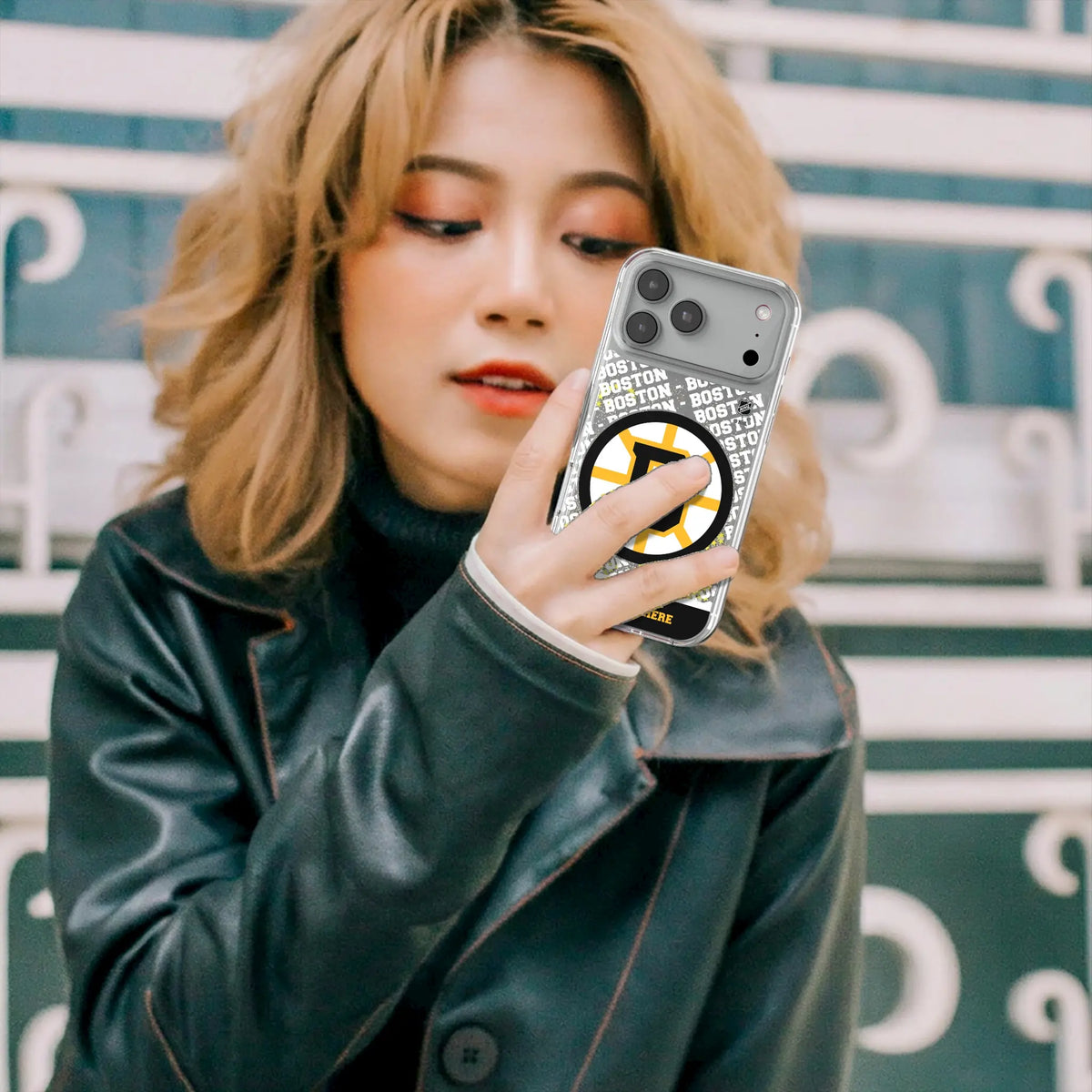 Boston Bruins Personalized EndZone Plus iPhone Glitter Phone Case for Apple iPhone - Lifestyle#Device_iPhone 17 Pro Max