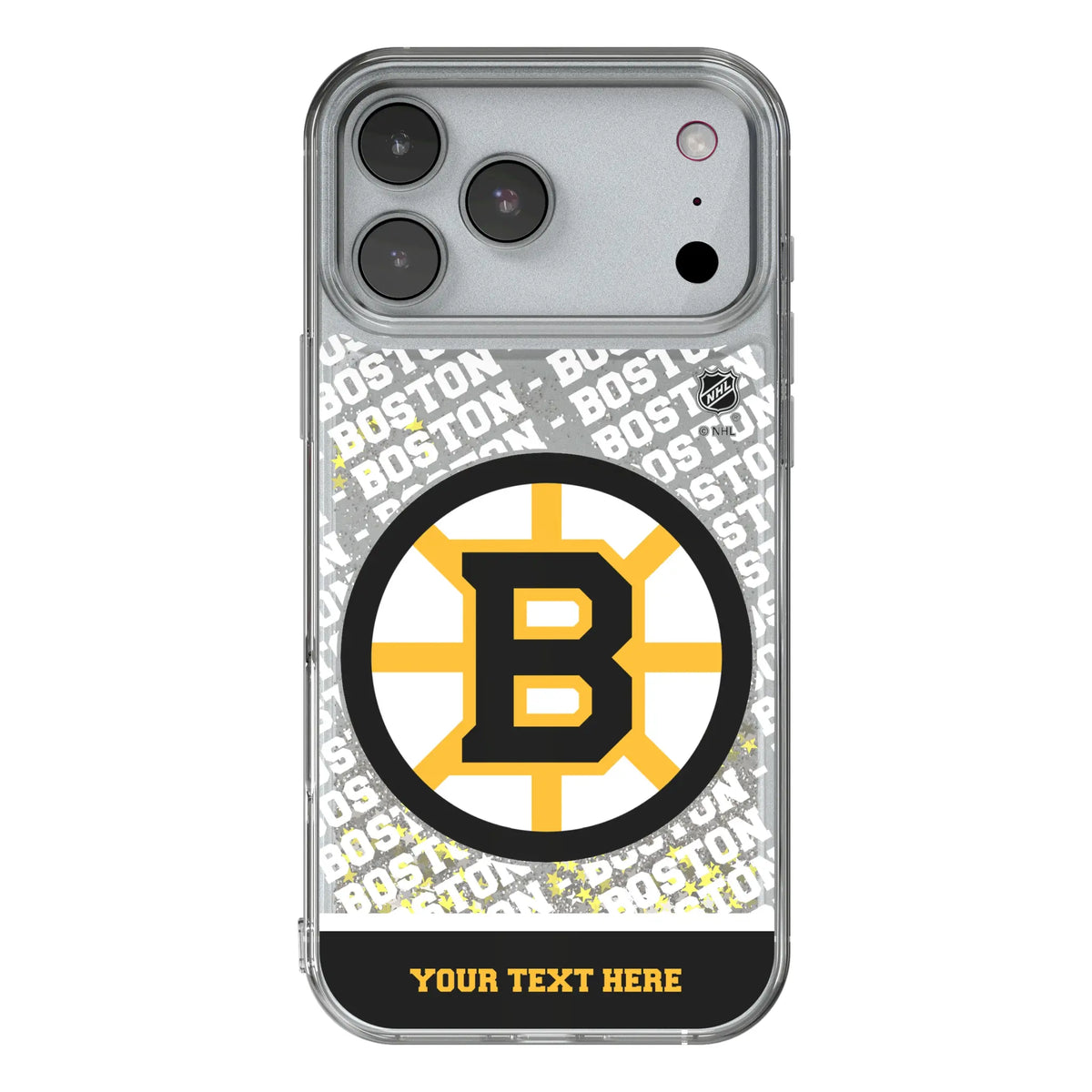 Boston Bruins Personalized EndZone Plus iPhone Glitter Phone Case for Apple iPhone#Device_iPhone 17 Pro Max