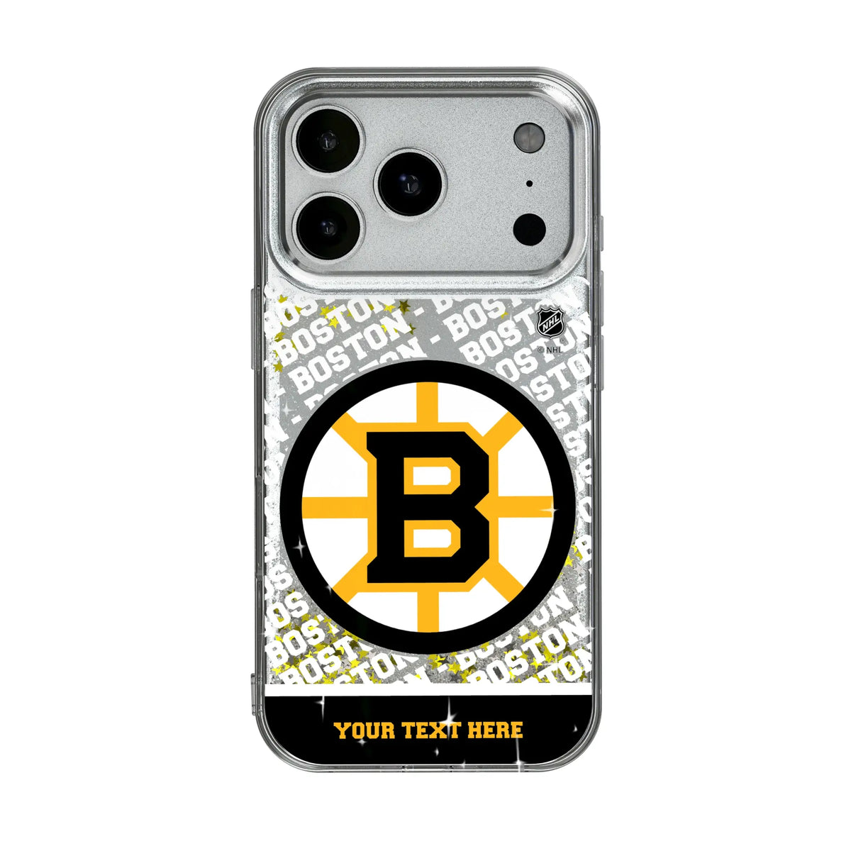 Boston Bruins Personalized EndZone Plus iPhone Glitter Phone Case for Apple iPhone#Device_iPhone 17 Pro