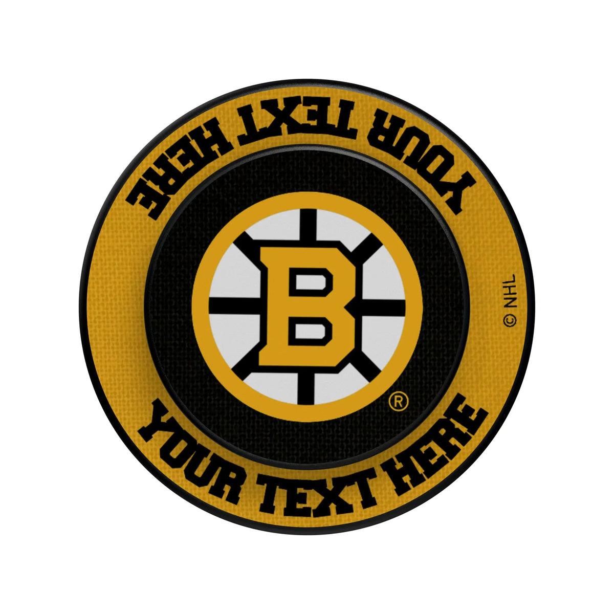 Boston Bruins Personalized Endzone Solid Popsockets Round Magnetic