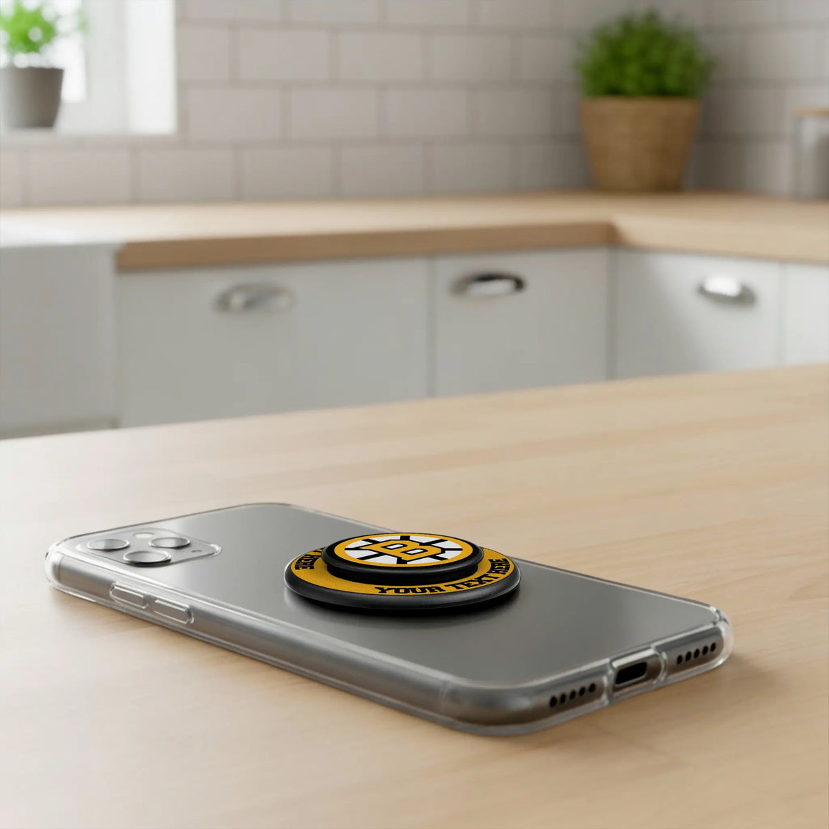 Boston Bruins Personalized Endzone Solid Popsockets Round Magnetic - Lifestyle