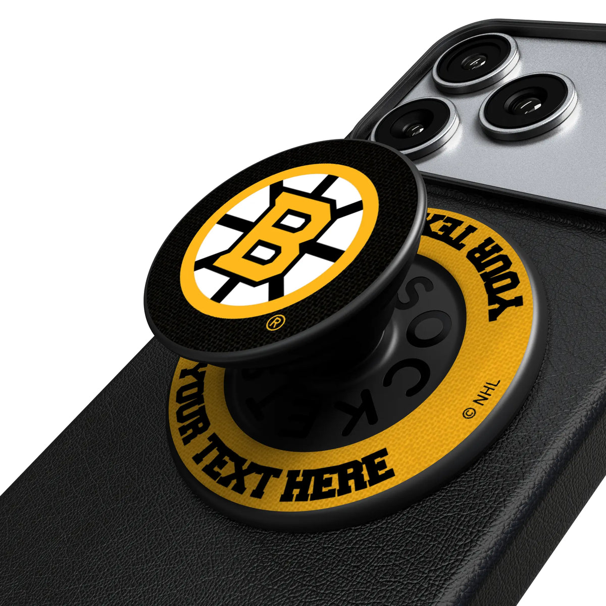 Boston Bruins Personalized Endzone Solid Popsockets Round Magnetic
