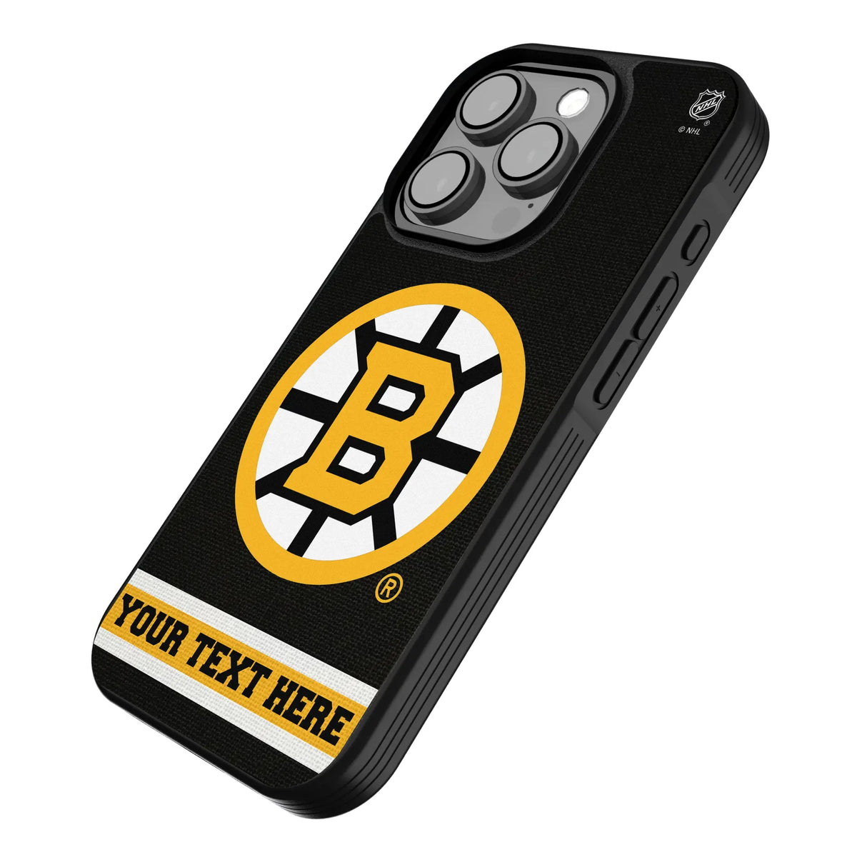 Boston Bruins Personalized Stripe iPhone Bump Phone Case for Apple iPhone - Isometric View