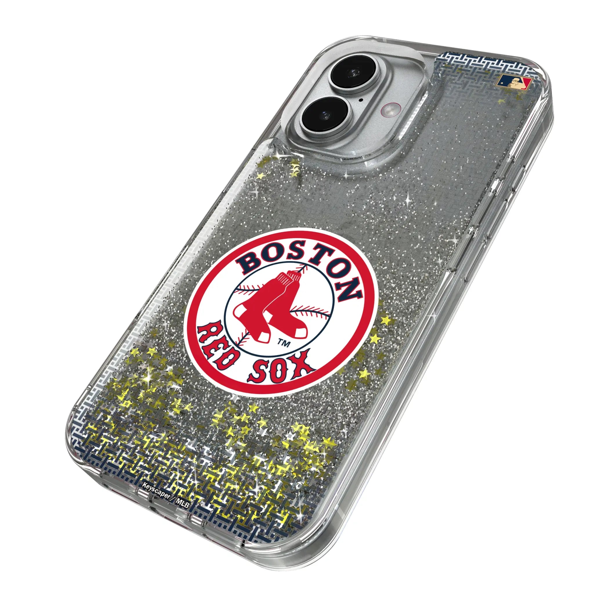 Boston Red Sox 1976-2008 - Cooperstown Collection Linen iPhone Glitter Phone Case for Apple iPhone - Isometric View