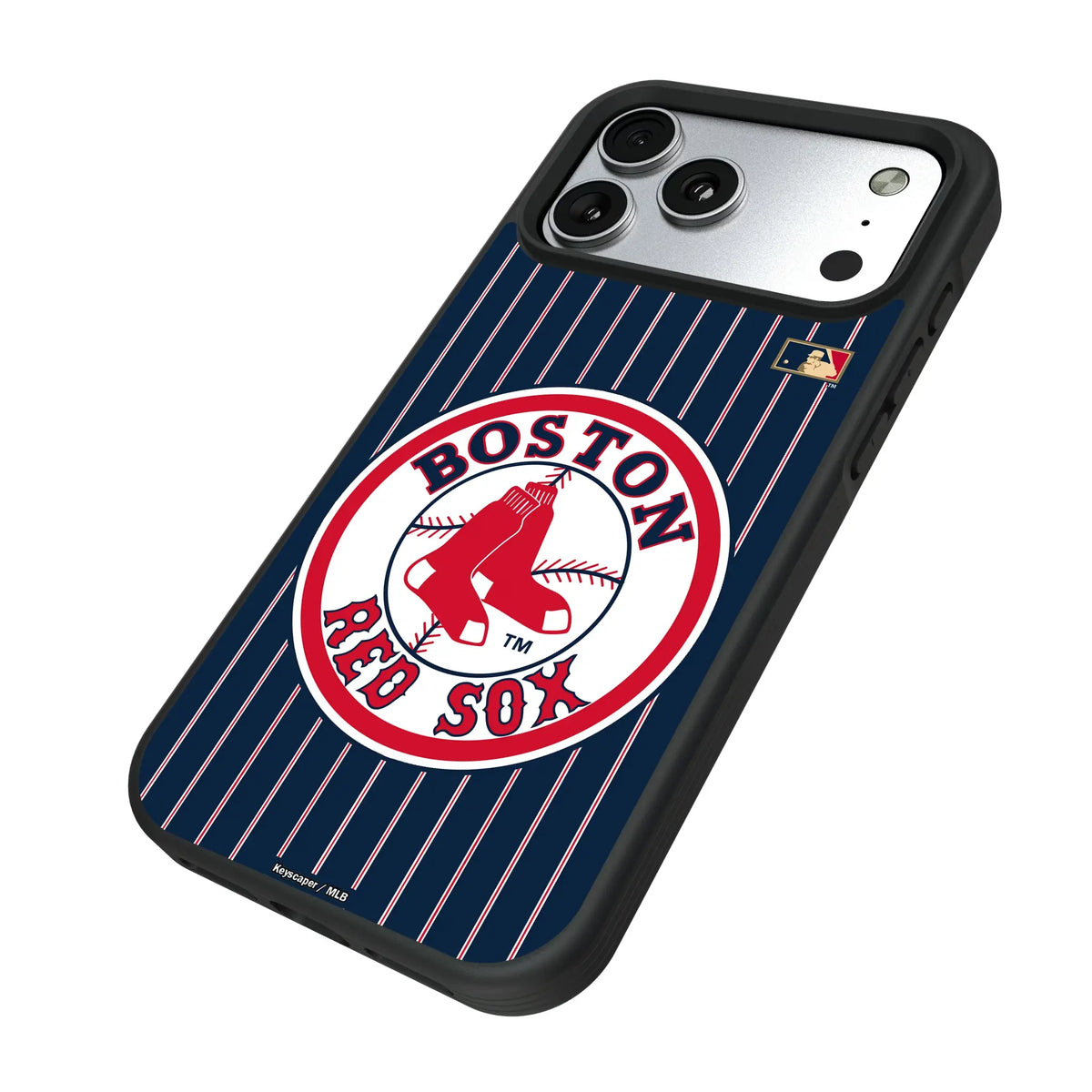 Boston Red Sox 1976-2008 - Cooperstown Collection Pinstripe iPhone Bump Phone Case for Apple iPhone - Isometric View#Device_iPhone 17 Pro Max
