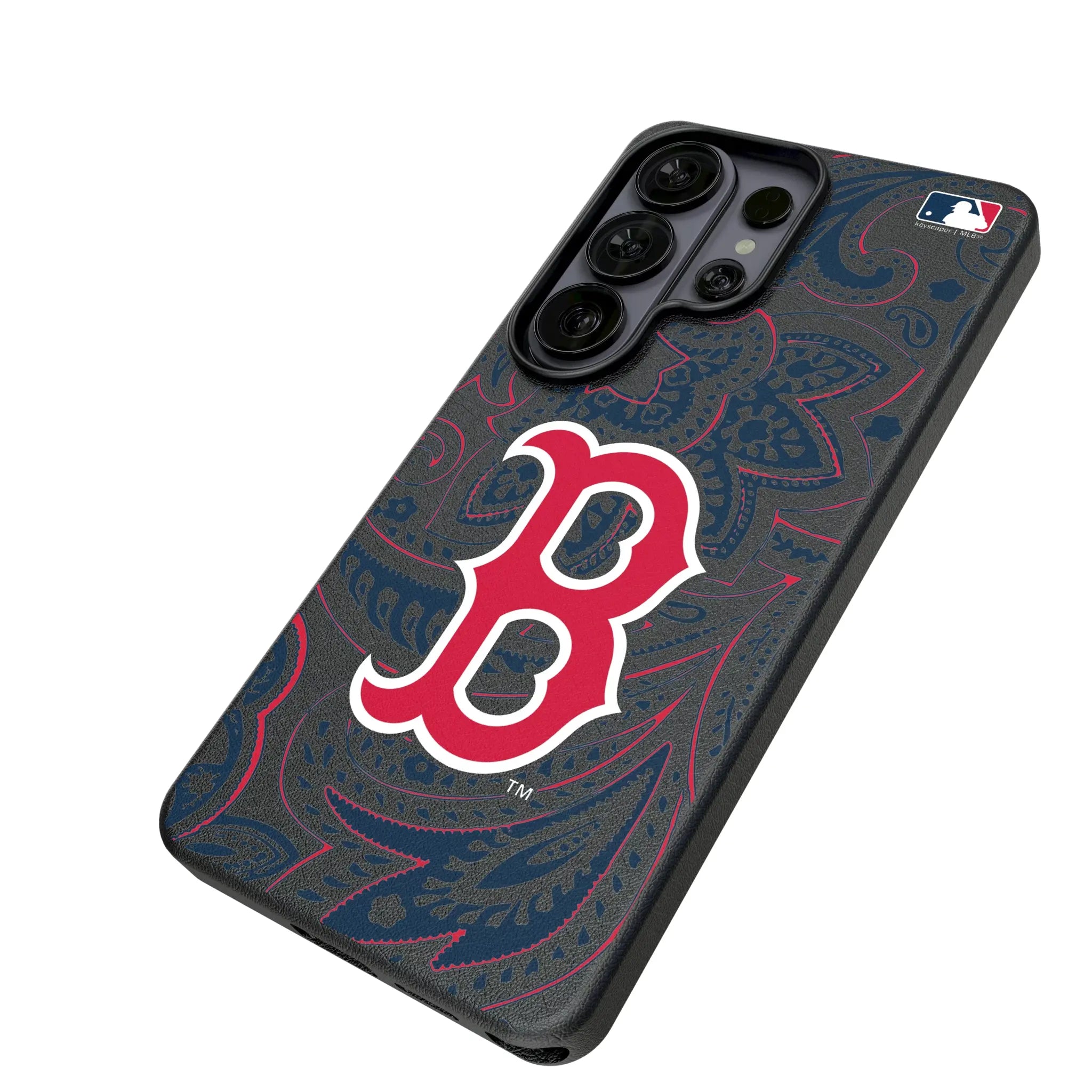 Boston Red Sox Paisley Galaxy MagSafe Compatible Phone Case for Samsung Galaxy - Isometric View#Device_Galaxy S26 Ultra