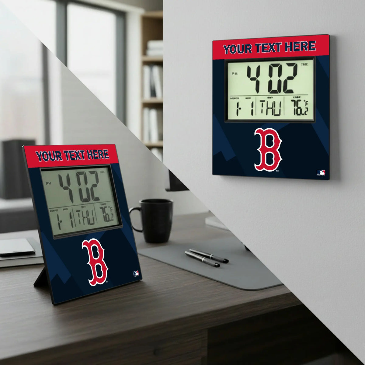 Boston Red Sox Personalized Color Block Wall Clock - Lifestyle
