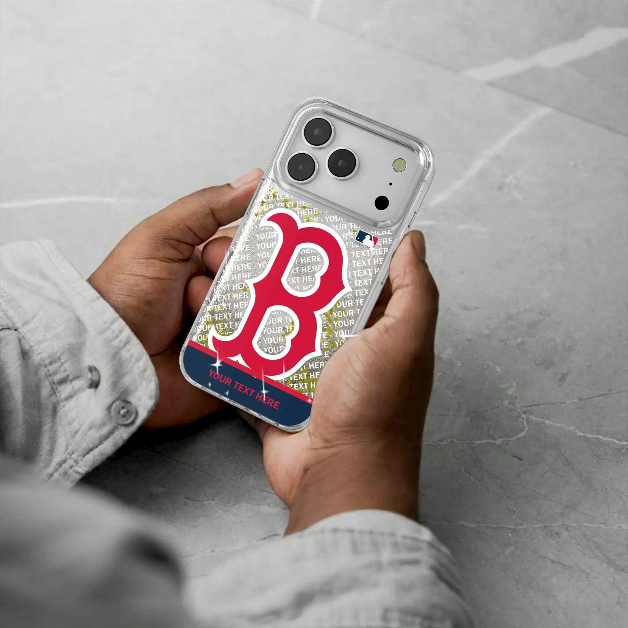Boston Red Sox Personalized EndZone Plus iPhone Glitter Phone Case for Apple iPhone - Lifestyle#Device_iPhone 17 Pro