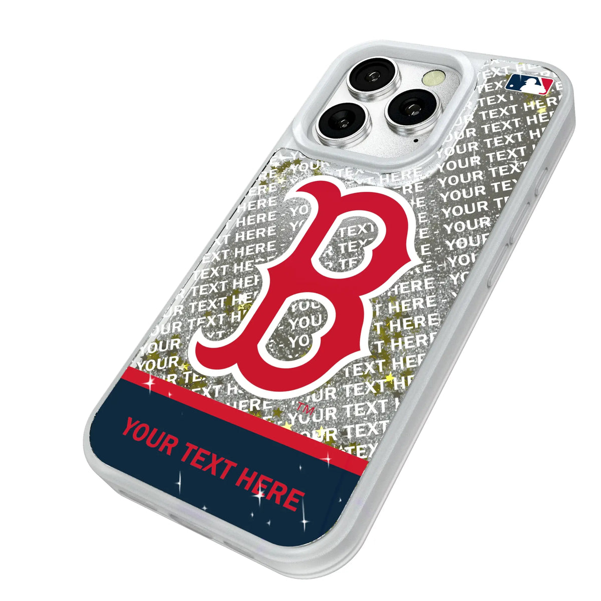 Boston Red Sox Personalized EndZone Plus iPhone Glitter Phone Case for Apple iPhone - Isometric View#Device_iPhone 16 Pro