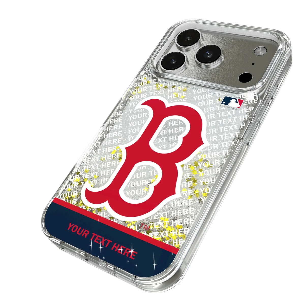 Boston Red Sox Personalized EndZone Plus iPhone Glitter Phone Case for Apple iPhone - Isometric View#Device_iPhone 17 Pro