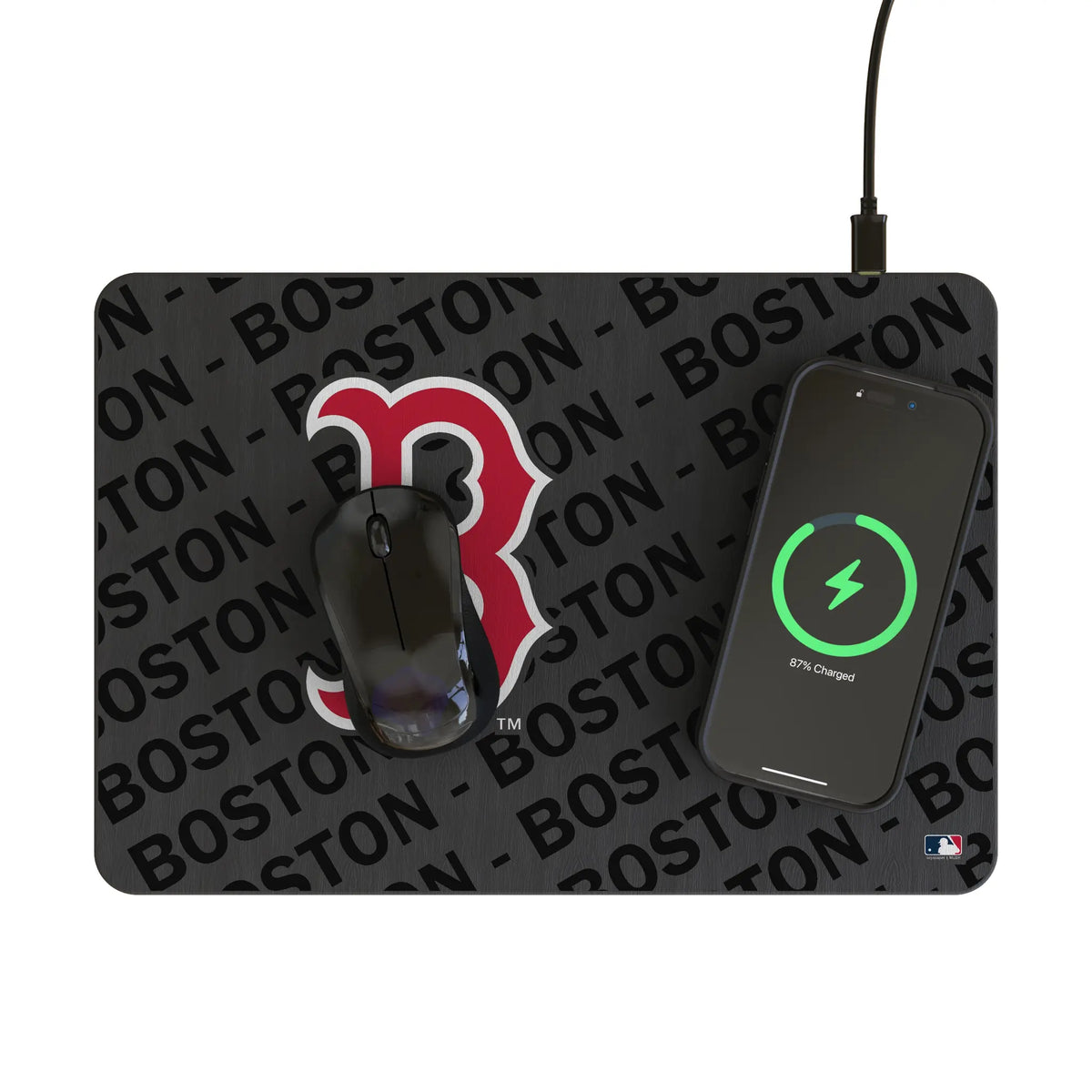 Boston Red Sox Personalized Tilt 15-Watt Wireless Charger and Mouse Pad - Lifestyle